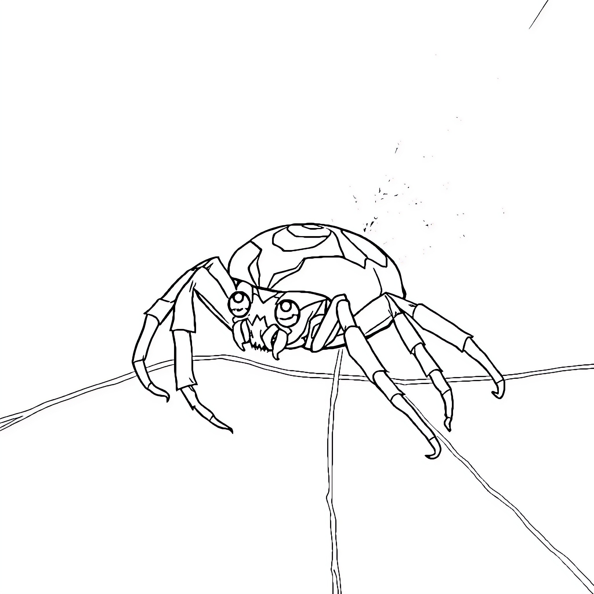 Spiderm Crawling Across the Web Coloring Page (free black-and-white line drawing printable PDF for all, from beginners to advanced learners, including children, teens, adults, and seniors)