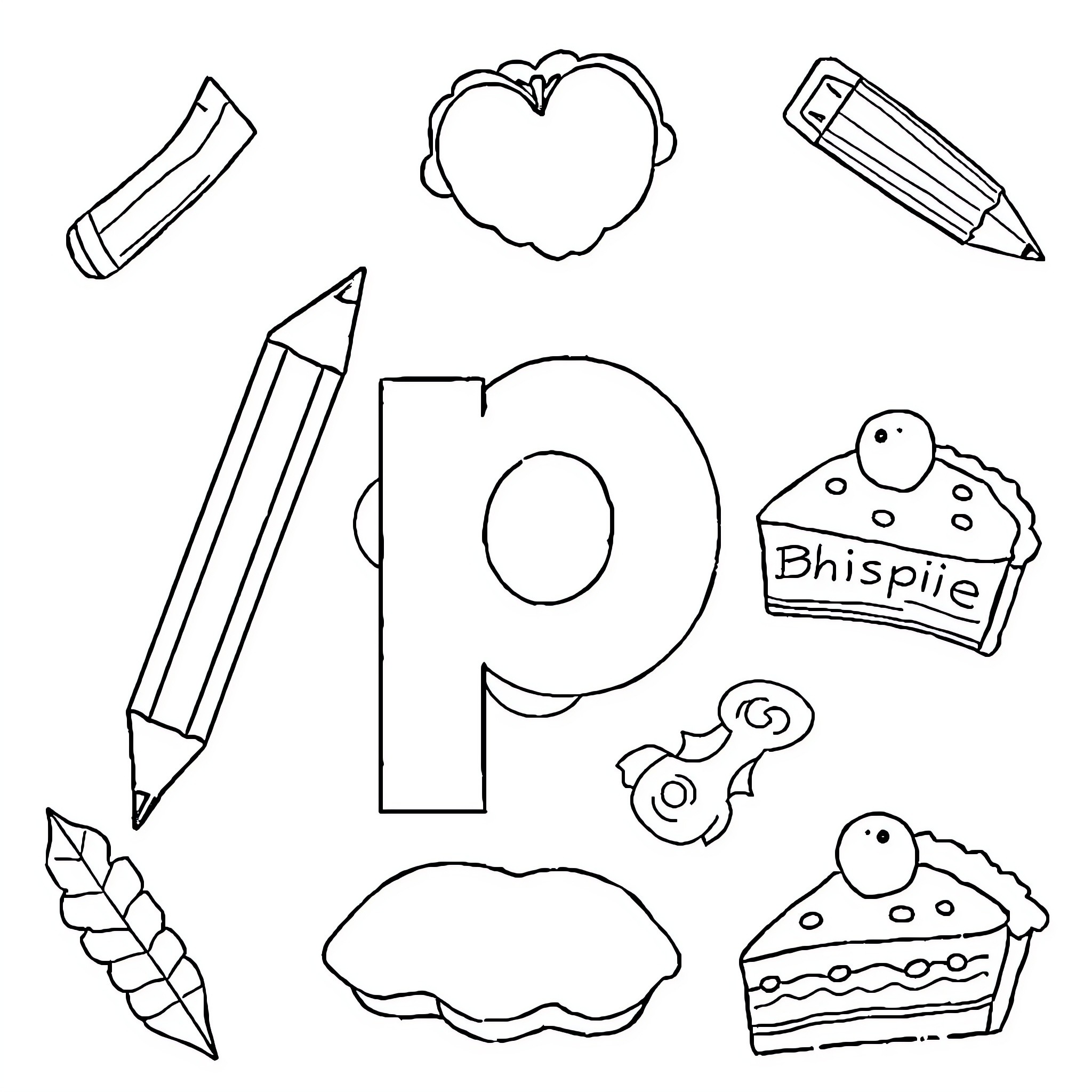 Playful Patterns: Pencils, Pastries, and Possibilities Coloring Page (free black-and-white line drawing printable PDF for all, from beginners to advanced learners, including children, teens, adults, and seniors)