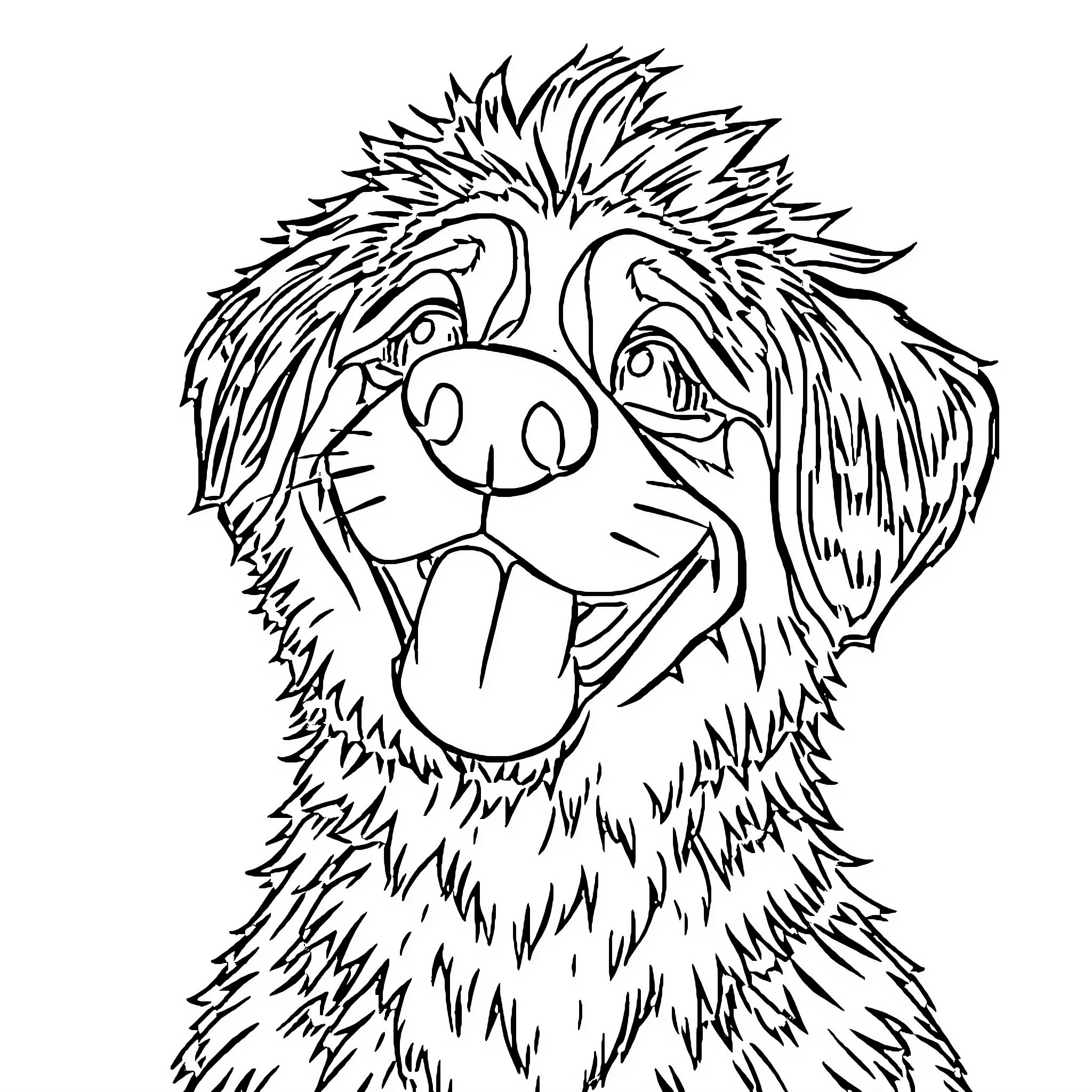 Alenfelder dog's happy expression Coloring Page (free black-and-white line drawing printable PDF for all, from beginners to advanced learners, including children, teens, adults, and seniors)
