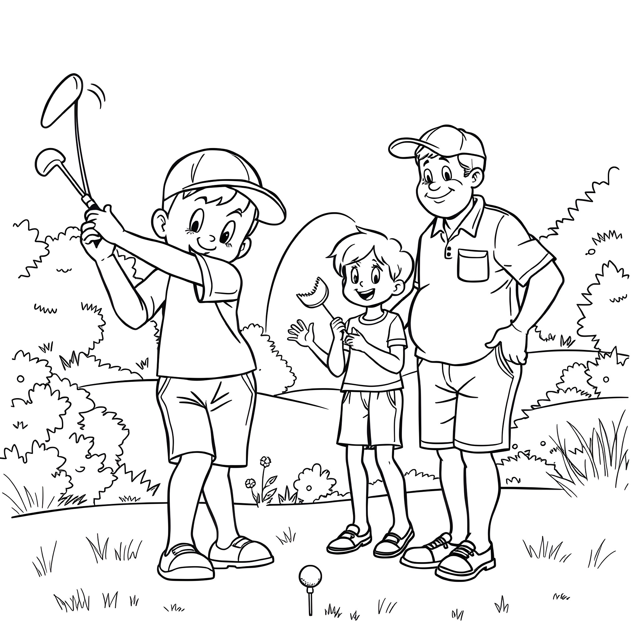 Bluey's Fun Family Outing Coloring Page (free black-and-white line drawing printable PDF for all, from beginners to advanced learners, including children, teens, adults, and seniors)