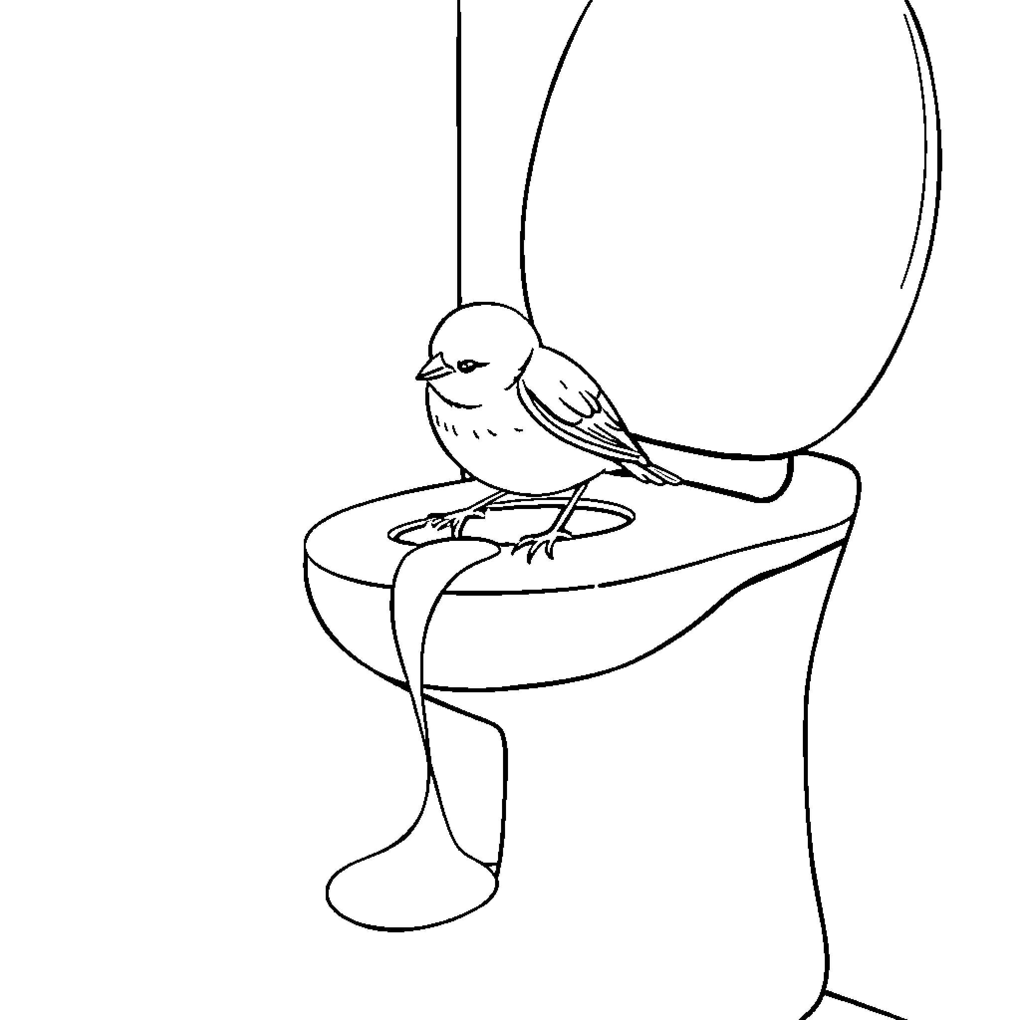 Bird perched on a curved fixture Coloring Page (free black-and-white line drawing printable PDF for all, from beginners to advanced learners, including children, teens, adults, and seniors)
