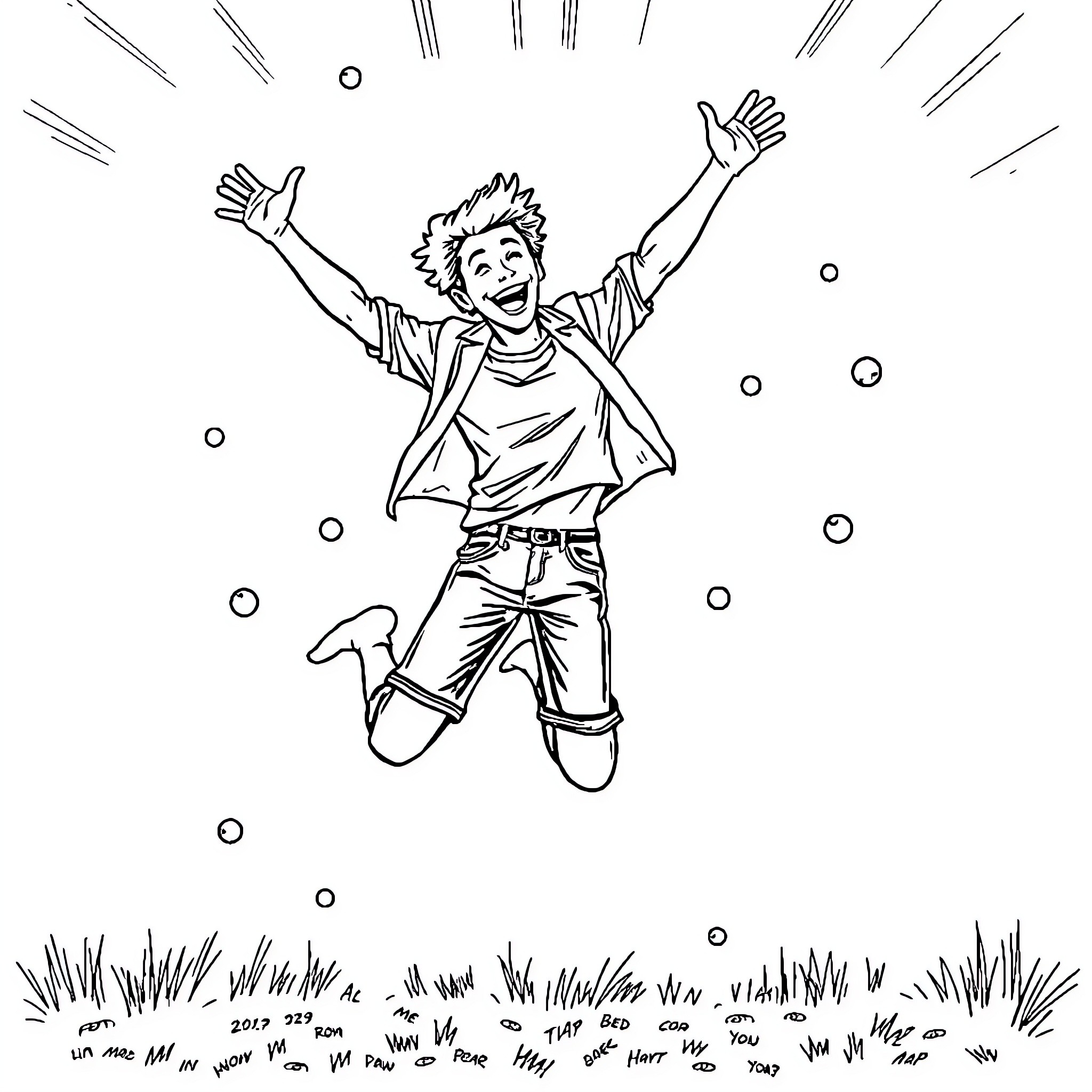 Lottery Winner Celebrates Joyfully Coloring Page (free black-and-white line drawing printable PDF for all, from beginners to advanced learners, including children, teens, adults, and seniors)