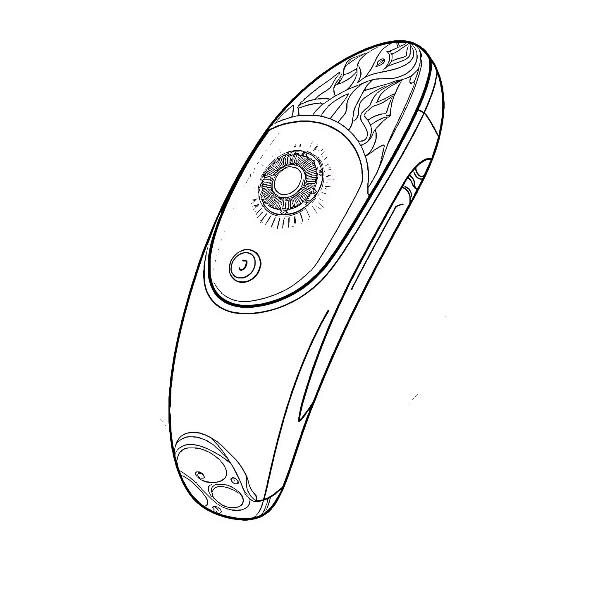 Ultramend's Futuristic Handheld Device Coloring Page (free black-and-white line drawing printable PDF for all, from beginners to advanced learners, including children, teens, adults, and seniors)