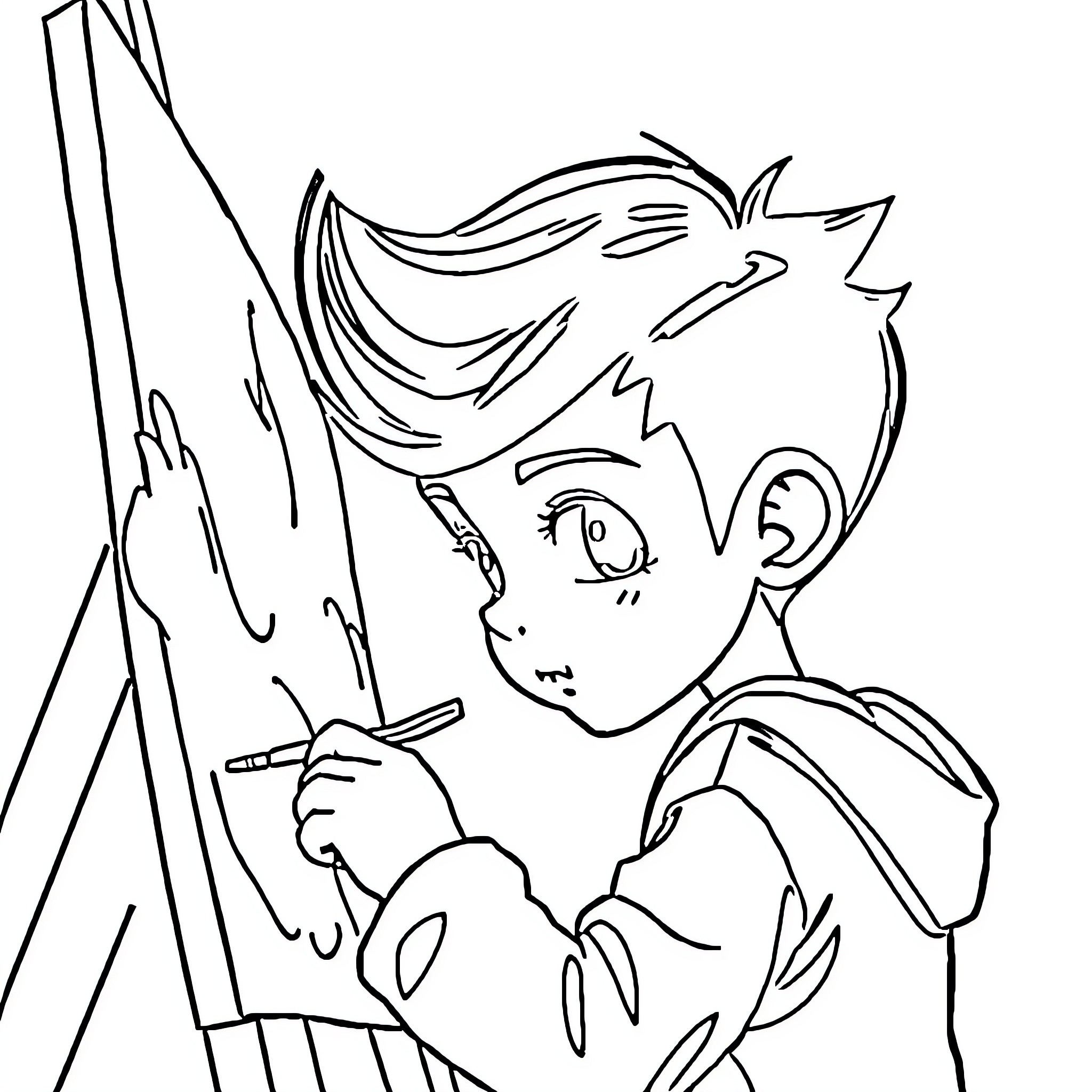 Boy painting a picture on an easel Coloring Page (free black-and-white line drawing printable PDF for all, from beginners to advanced learners, including children, teens, adults, and seniors)
