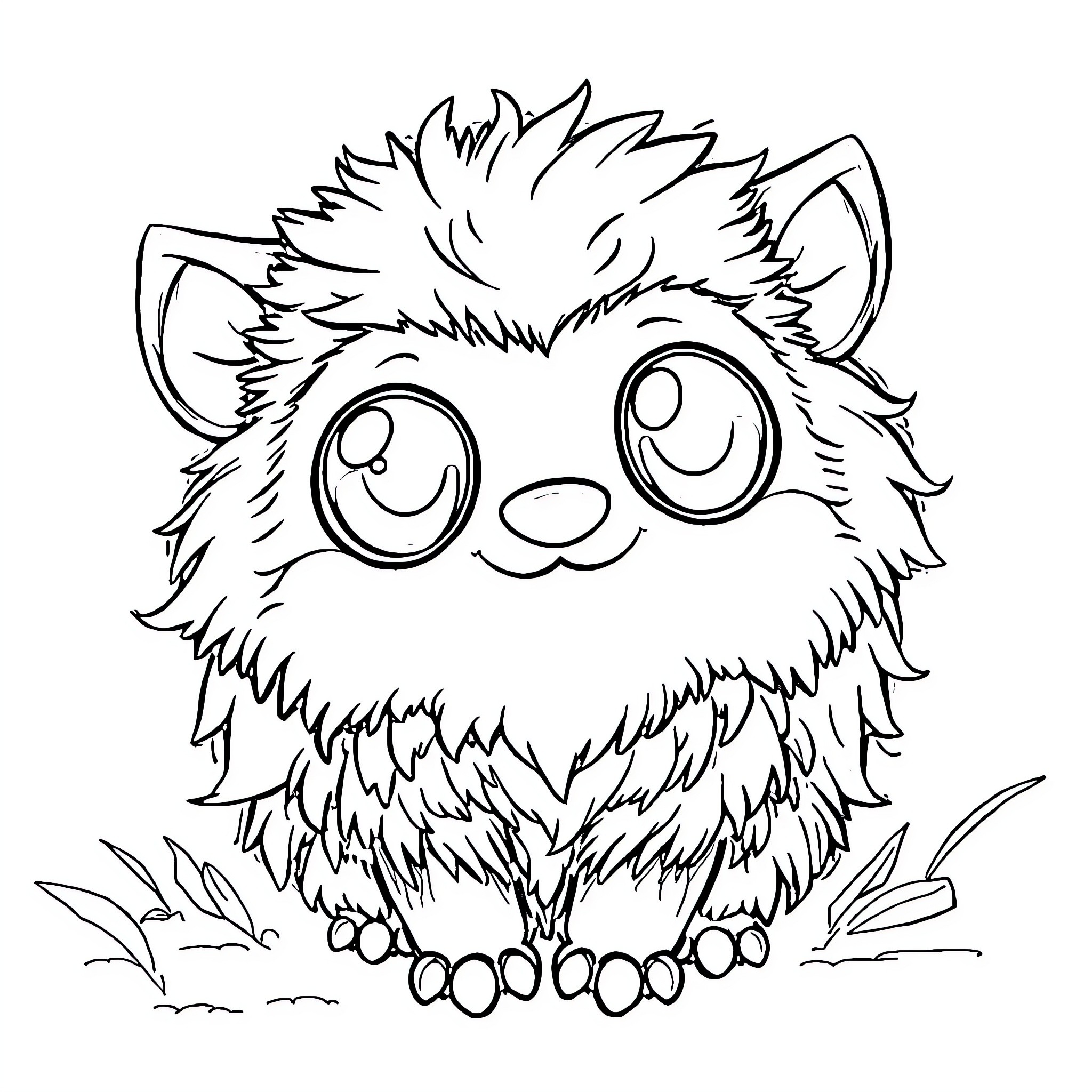 Labubu's Fuzzy Adventure Coloring Page (free black-and-white line drawing printable PDF for all, from beginners to advanced learners, including children, teens, adults, and seniors)