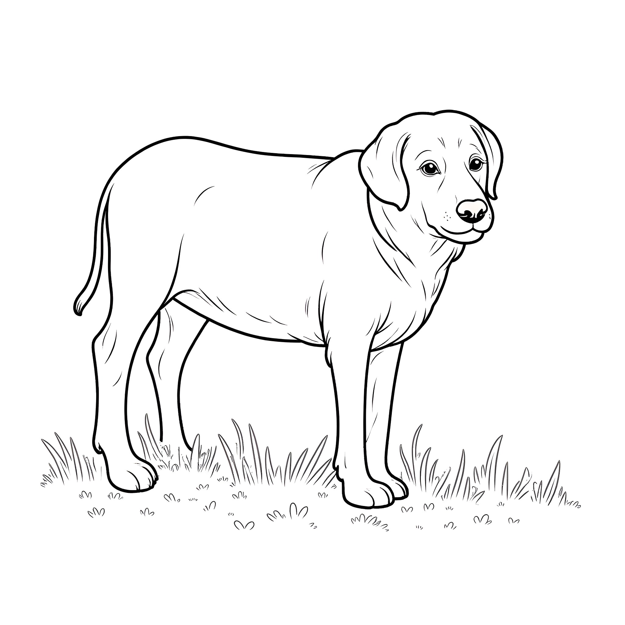 Generator Playful Dog in Grassy Field Coloring Page (free black-and-white line drawing printable PDF for all, from beginners to advanced learners, including children, teens, adults, and seniors)