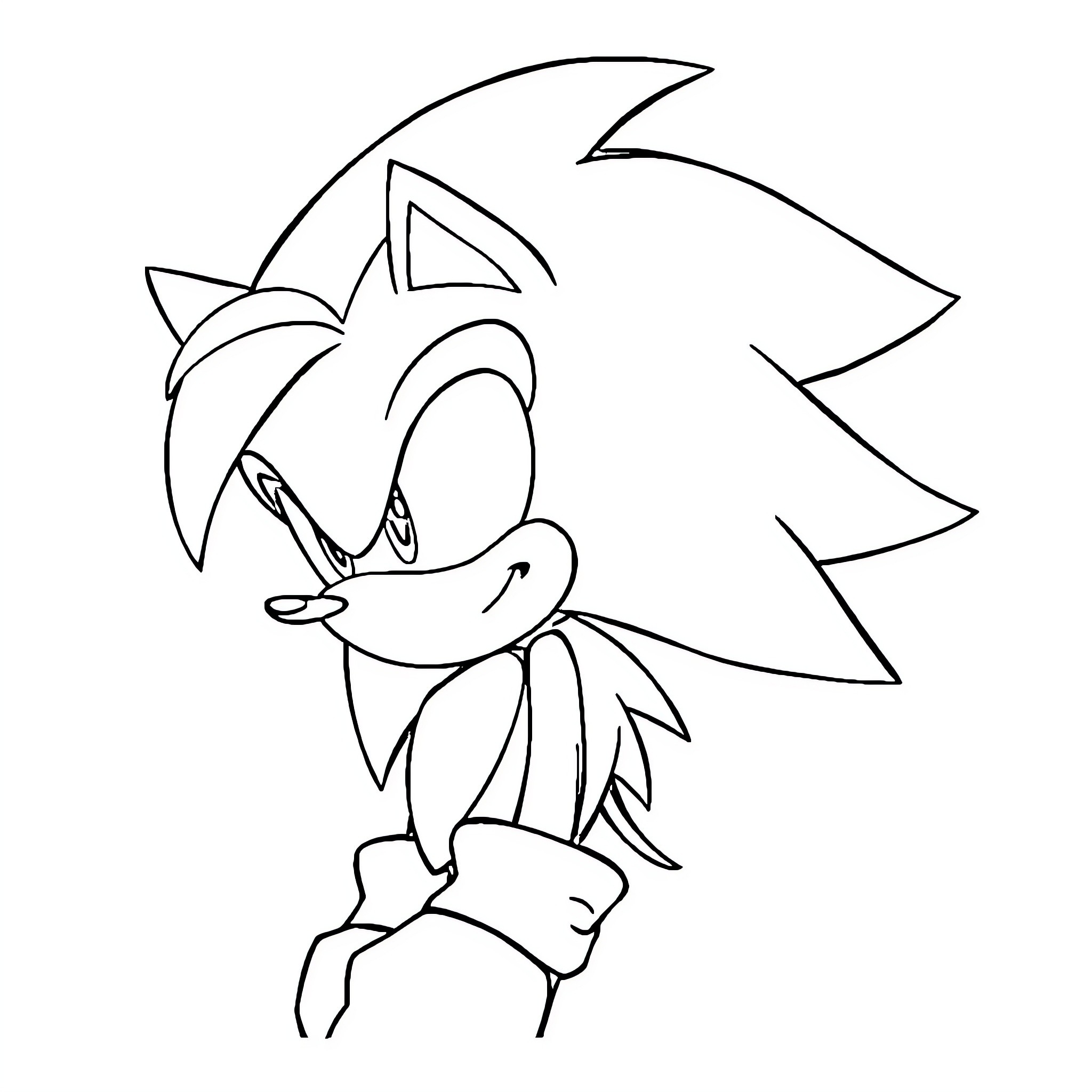 Shadow of Sonic the Hedgehog running in action Coloring Page (free black-and-white line drawing printable PDF for all, from beginners to advanced learners, including children, teens, adults, and seniors)