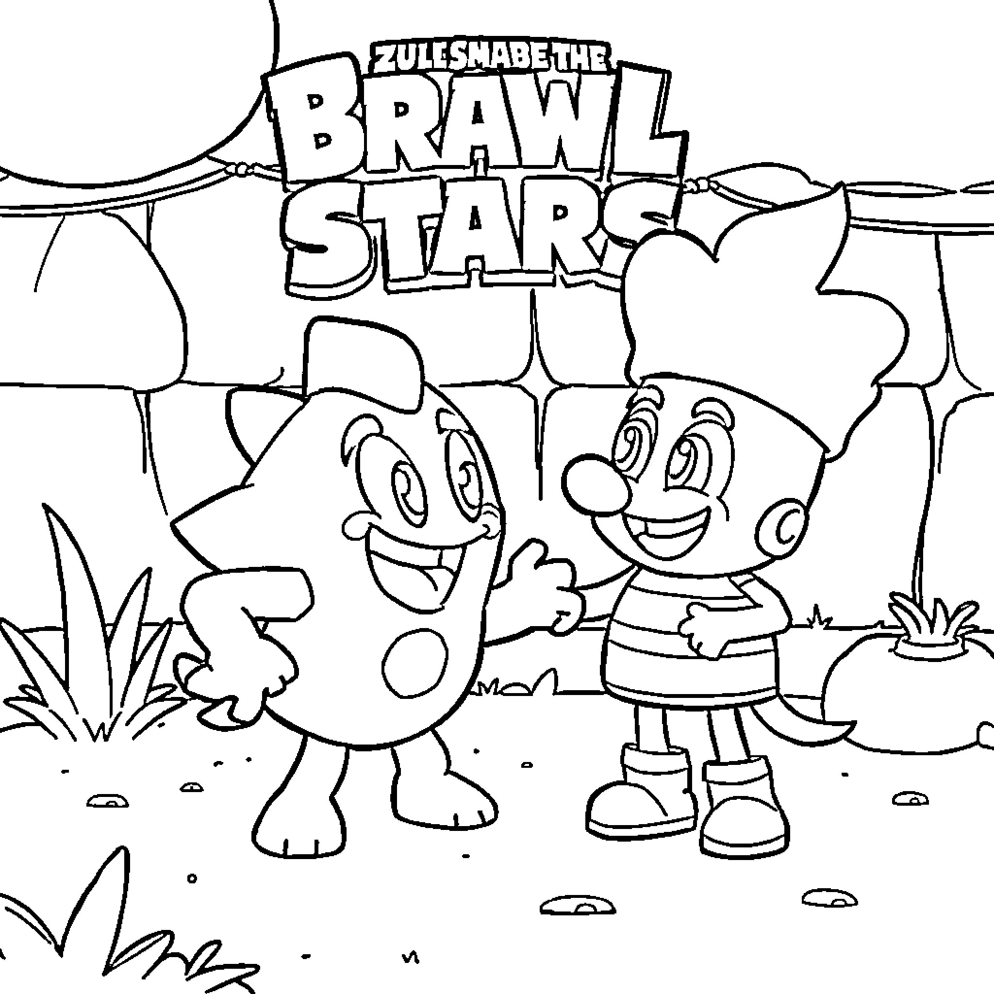 Spike's Brawl with the Stars Coloring Page (free black-and-white line drawing printable PDF for all, from beginners to advanced learners, including children, teens, adults, and seniors)