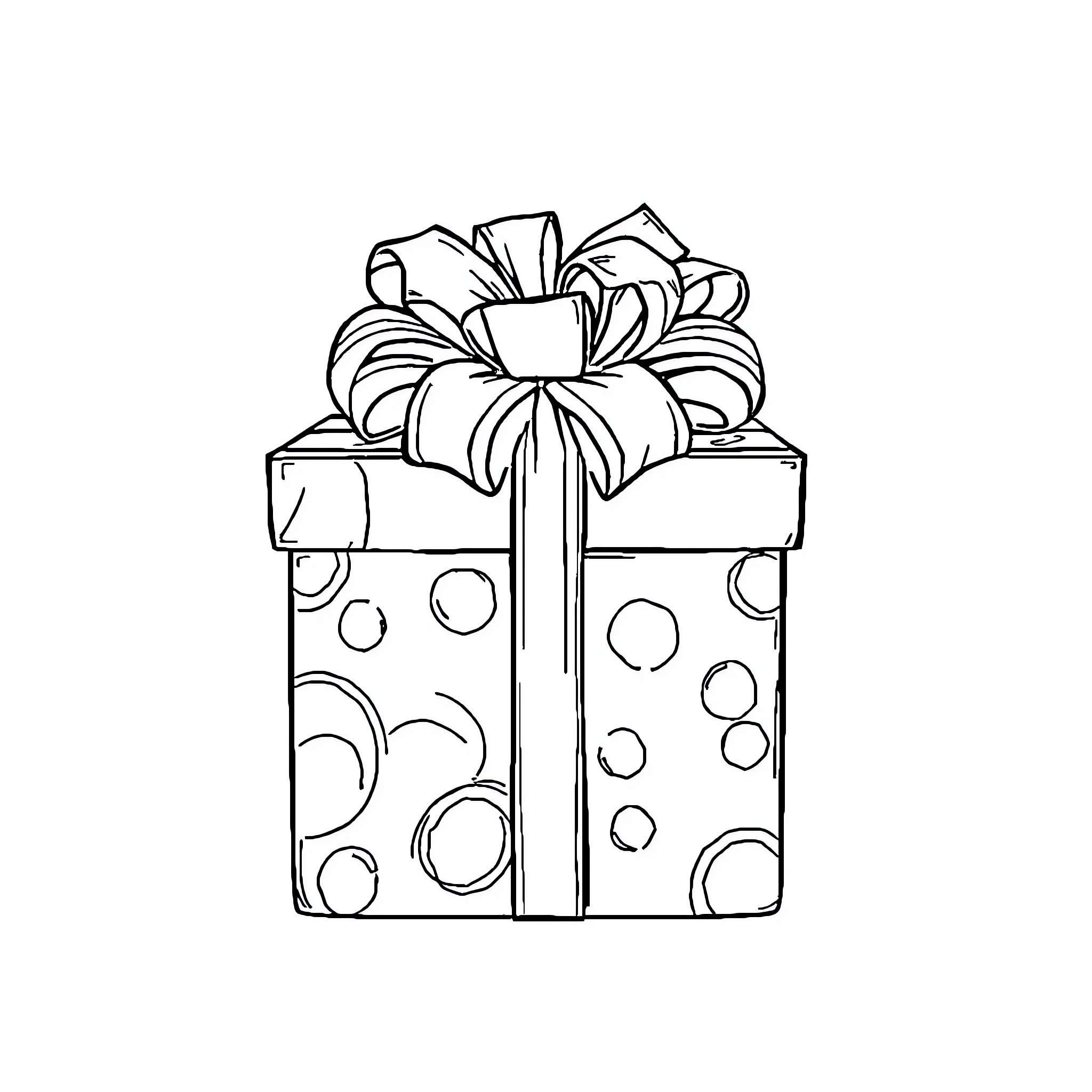 Gift with Festive Bow and Pattern Coloring Page (free black-and-white line drawing printable PDF for all, from beginners to advanced learners, including children, teens, adults, and seniors)