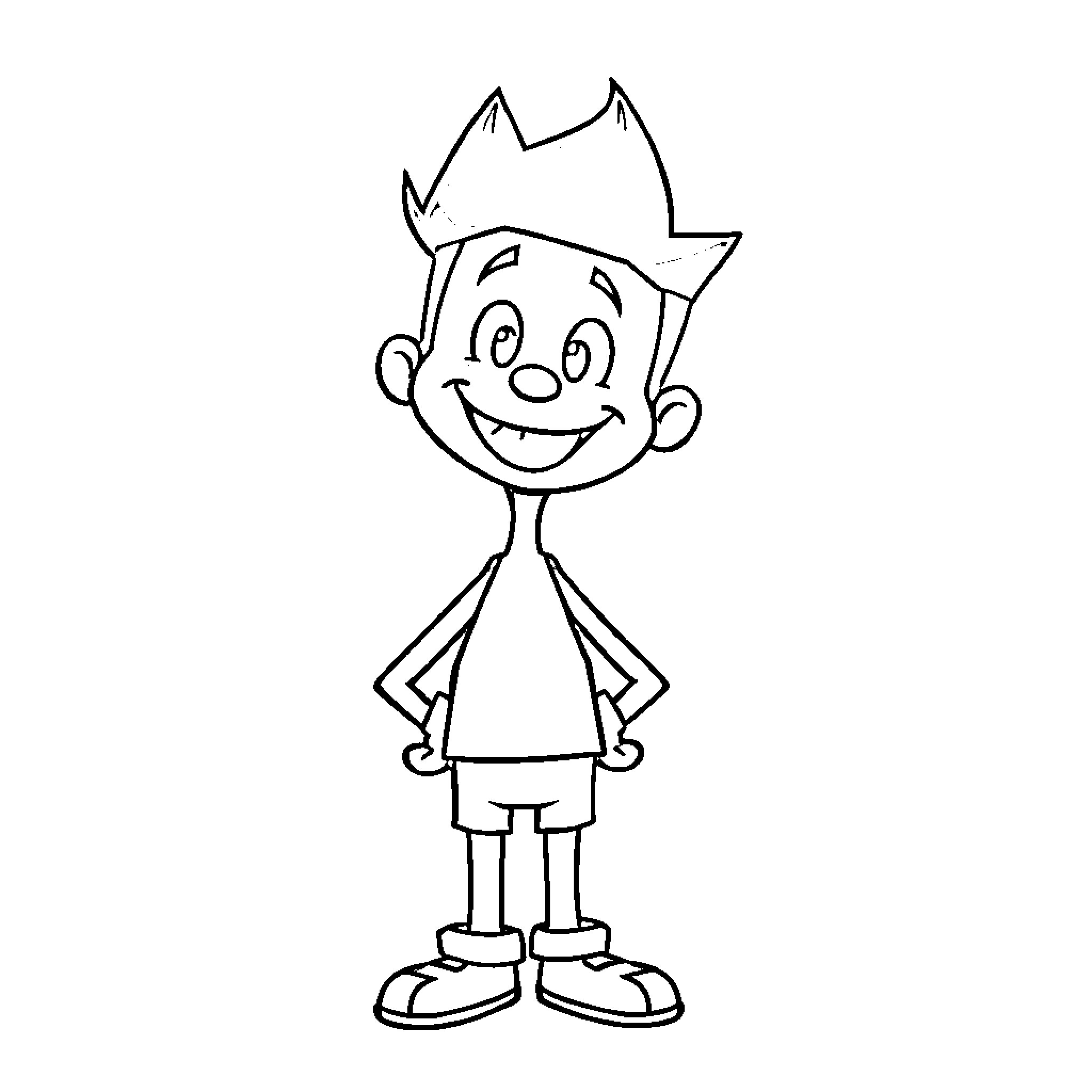Ellis, a happy and energetic cartoon boy Coloring Page (free black-and-white line drawing printable PDF for all, from beginners to advanced learners, including children, teens, adults, and seniors)