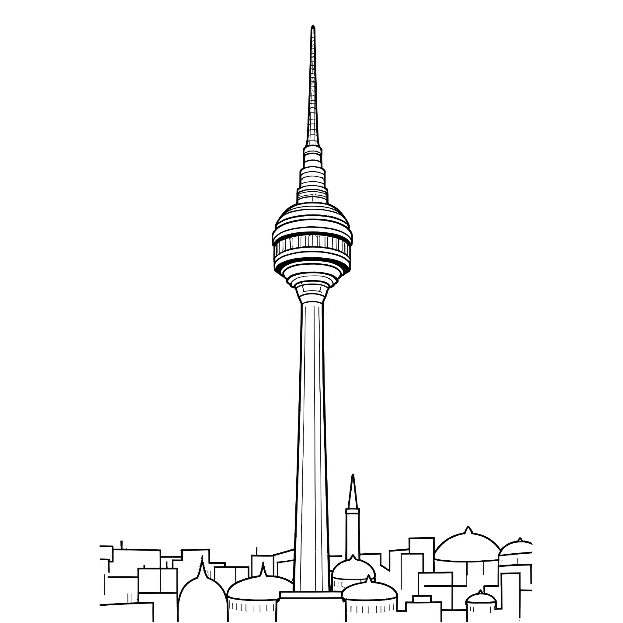 Spider-Man swinging through the city skyline Coloring Page (free black-and-white line drawing printable PDF for all, from beginners to advanced learners, including children, teens, adults, and seniors)