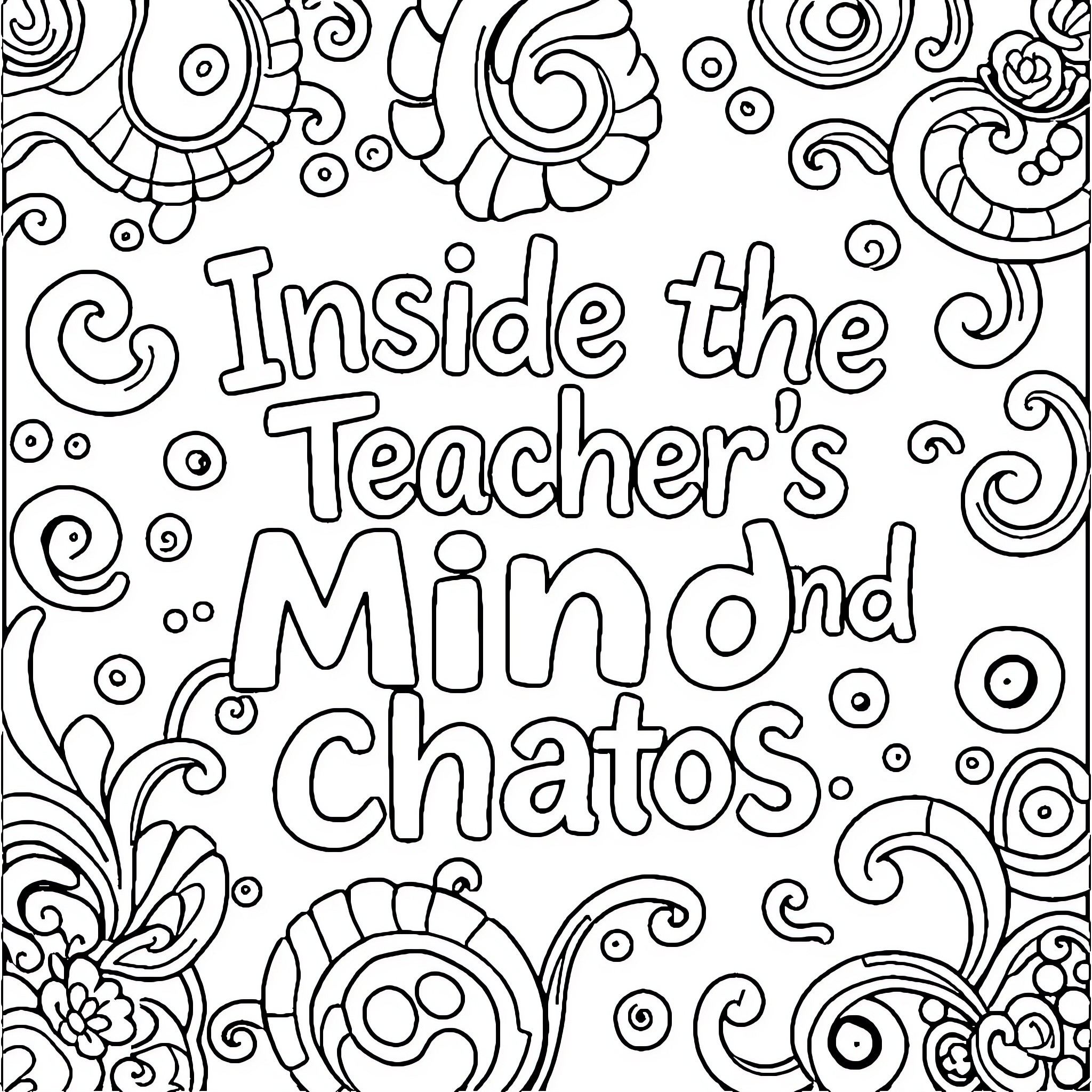 Teacher's Chaotic Mind and Chatos Coloring Page (free black-and-white line drawing printable PDF for all, from beginners to advanced learners, including children, teens, adults, and seniors)
