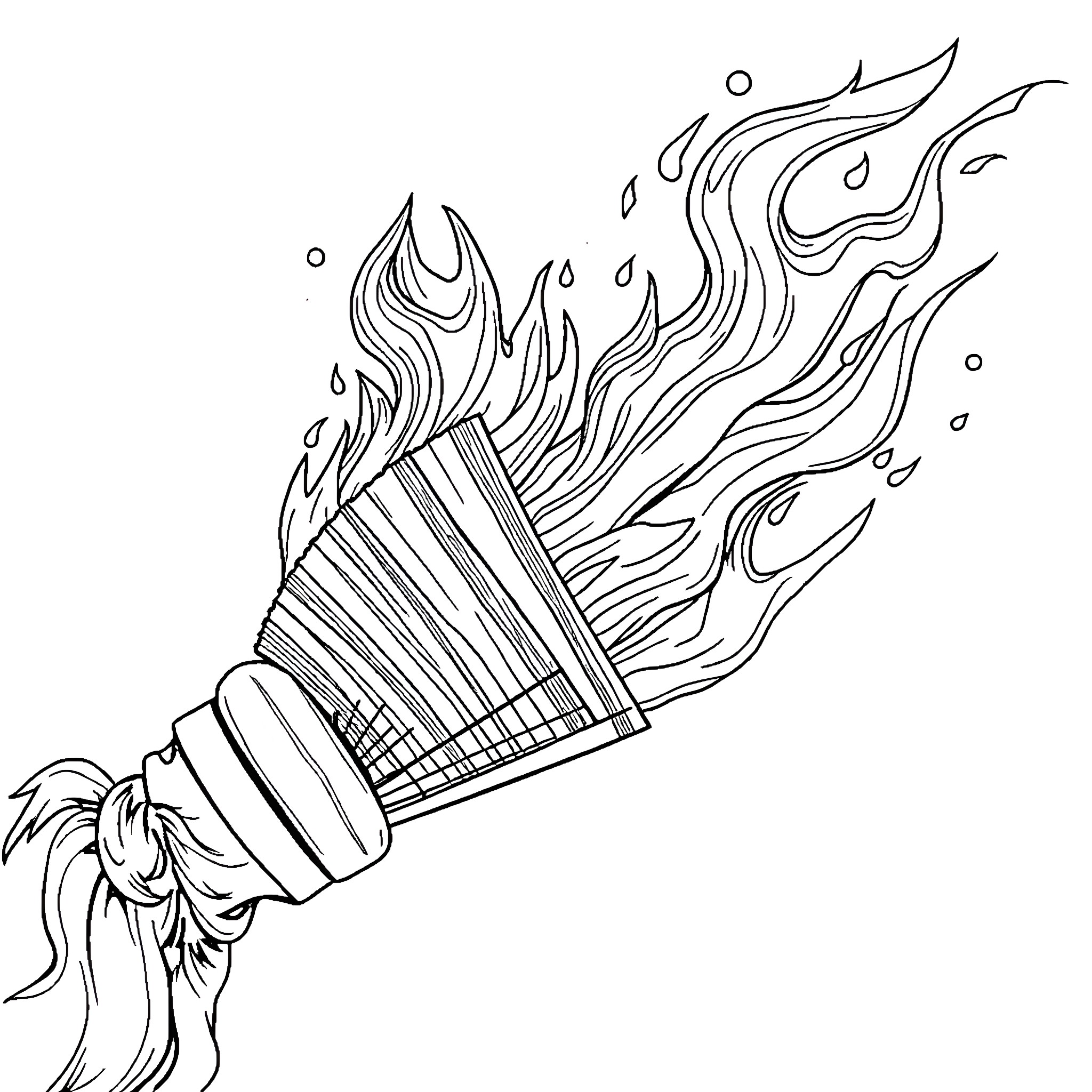 Fan Ablaze with Fiery Passion Coloring Page (free black-and-white line drawing printable PDF for all, from beginners to advanced learners, including children, teens, adults, and seniors)