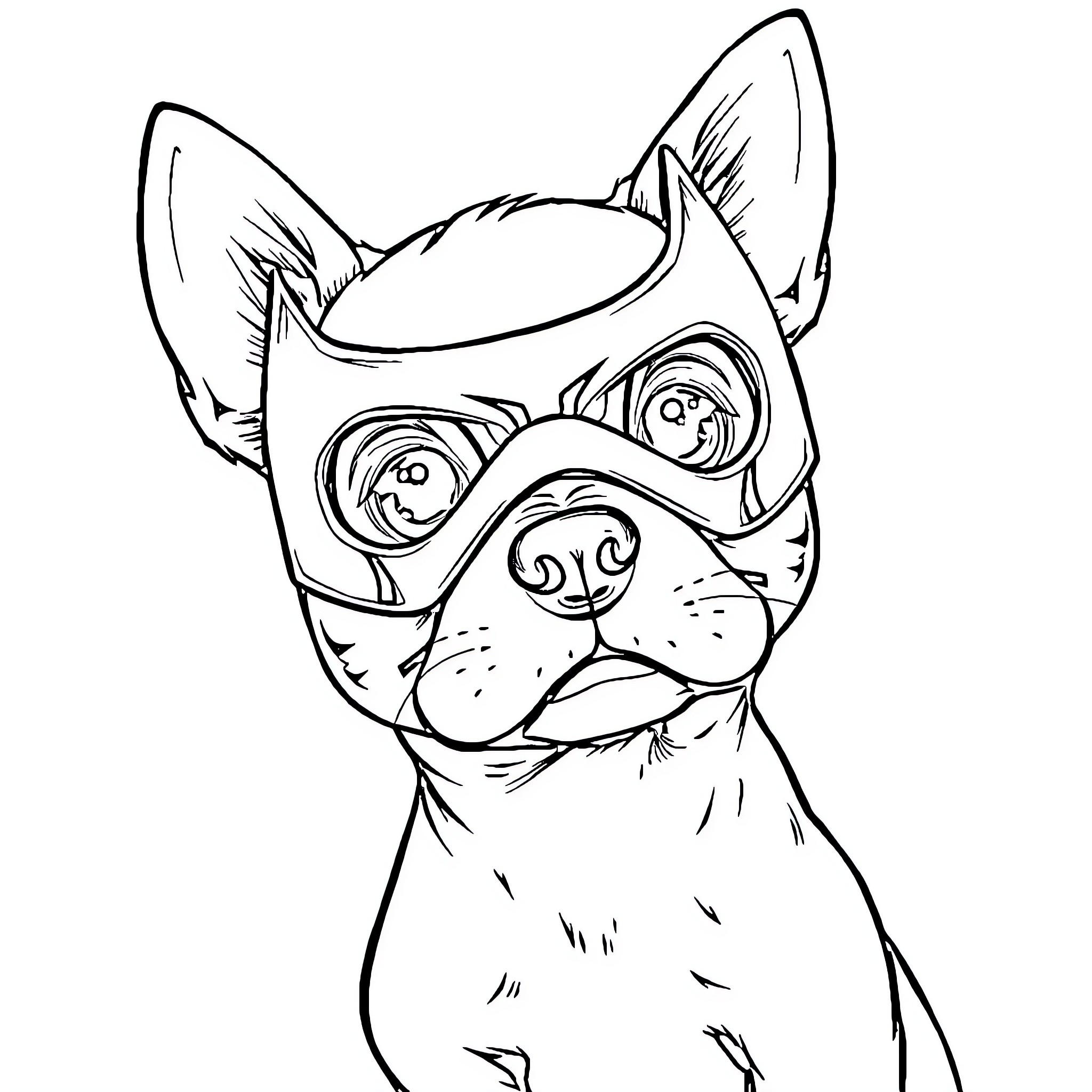Dog wearing goggles and enjoying an adventure Coloring Page (free black-and-white line drawing printable PDF for all, from beginners to advanced learners, including children, teens, adults, and seniors)
