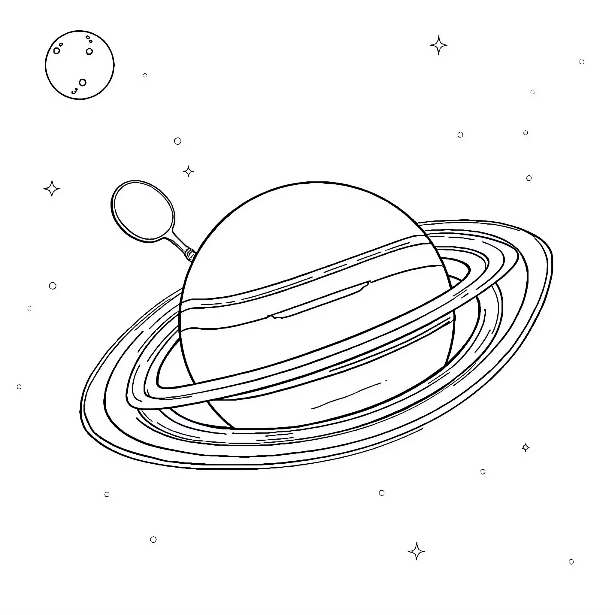 Paddleball in the cosmic cosmos Coloring Page (free black-and-white line drawing printable PDF for all, from beginners to advanced learners, including children, teens, adults, and seniors)