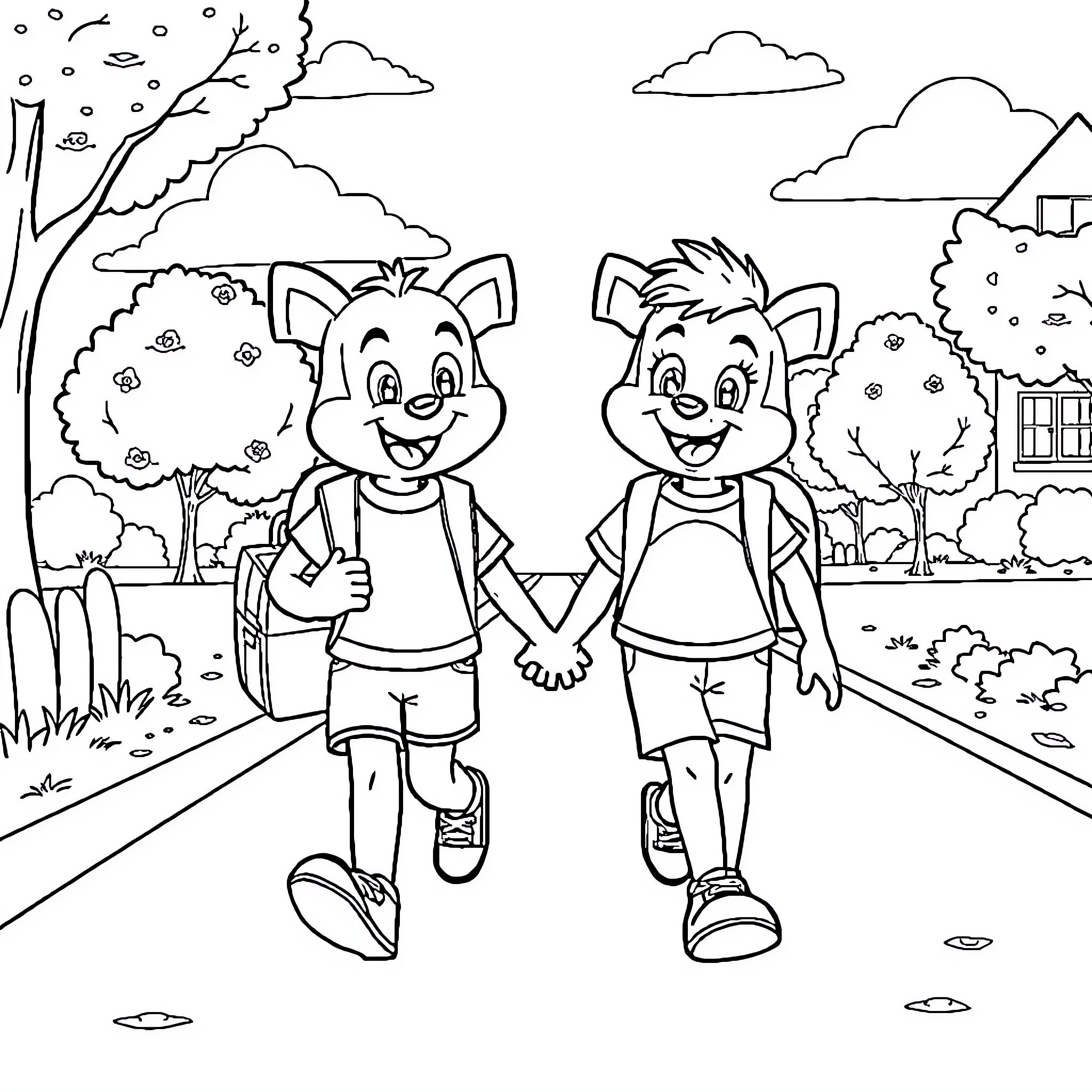 Bluey's Adventure on the Trail Coloring Page (free black-and-white line drawing printable PDF for all, from beginners to advanced learners, including children, teens, adults, and seniors)