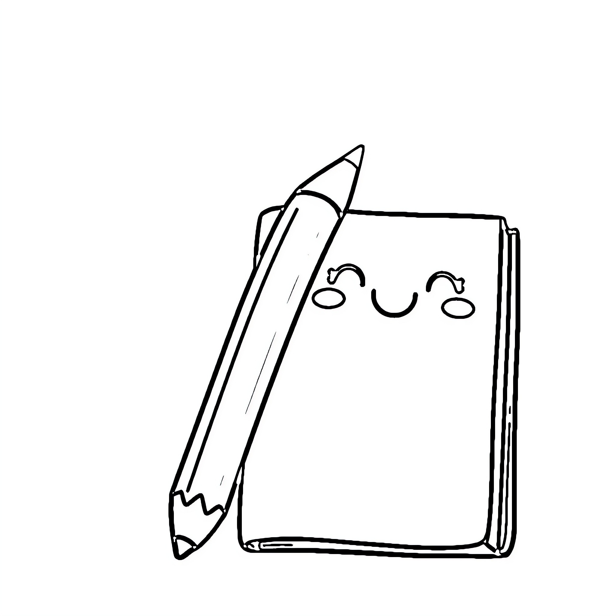 Pencil and happy sketchbook Coloring Page (free black-and-white line drawing printable PDF for all, from beginners to advanced learners, including children, teens, adults, and seniors)