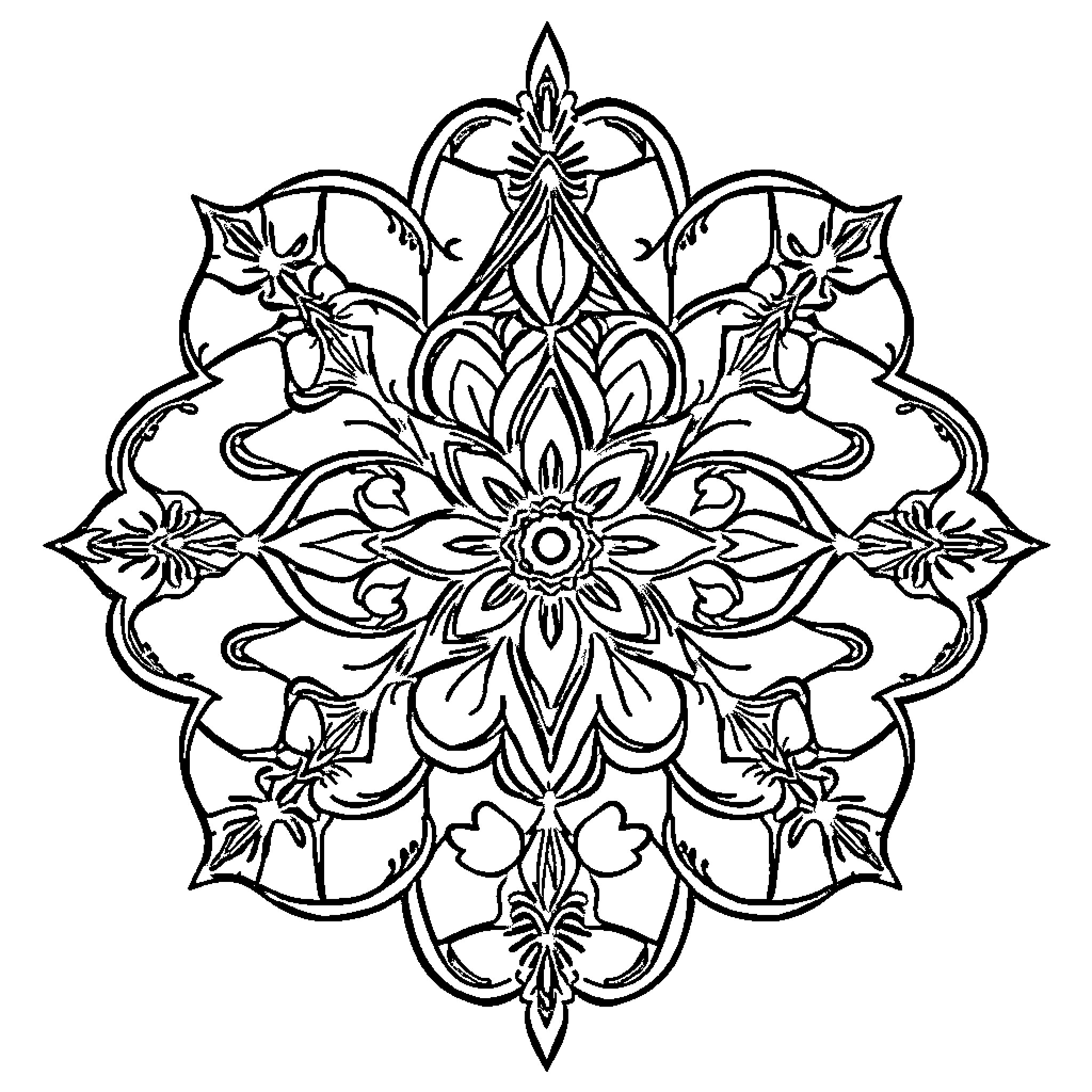 شیر زیبای گل و گیاه آرایشی Coloring Page (free black-and-white line drawing printable PDF for all, from beginners to advanced learners, including children, teens, adults, and seniors)