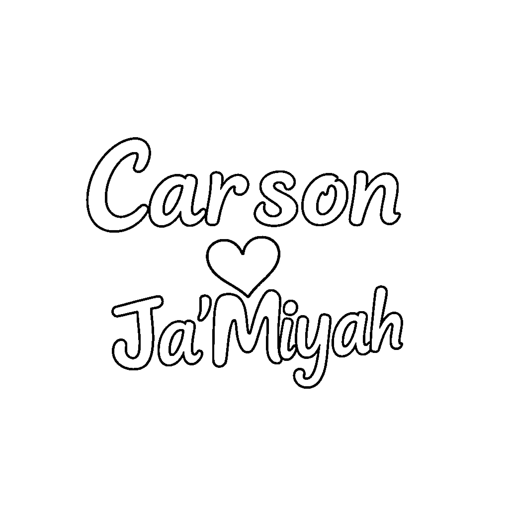 Heart with Names and Love Coloring Page (free black-and-white line drawing printable PDF for all, from beginners to advanced learners, including children, teens, adults, and seniors)