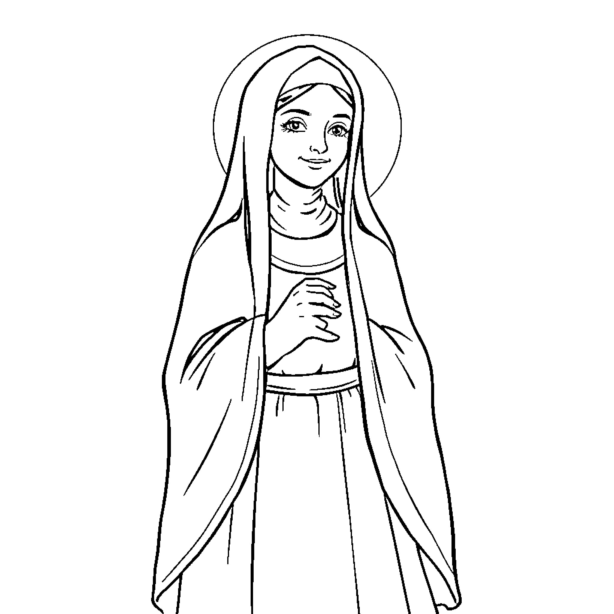 Saint Margaret Mary in Contemplative Prayer Coloring Page (free black-and-white line drawing printable PDF for all, from beginners to advanced learners, including children, teens, adults, and seniors)