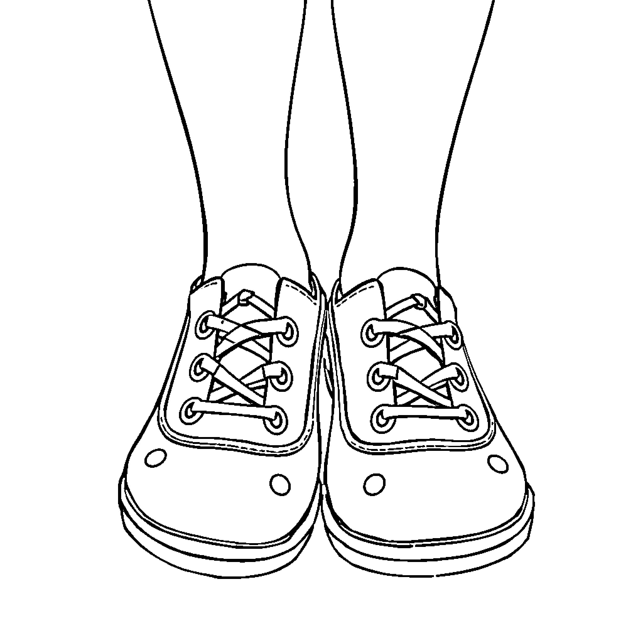 Anime Feet in Sneakers Coloring Page (free black-and-white line drawing printable PDF for all, from beginners to advanced learners, including children, teens, adults, and seniors)