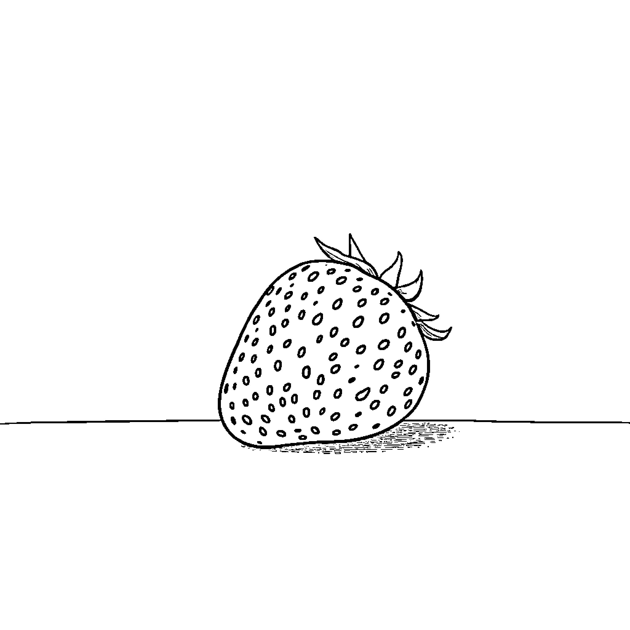 Strawberry drawing on white background Coloring Page (free black-and-white line drawing printable PDF for all, from beginners to advanced learners, including children, teens, adults, and seniors)