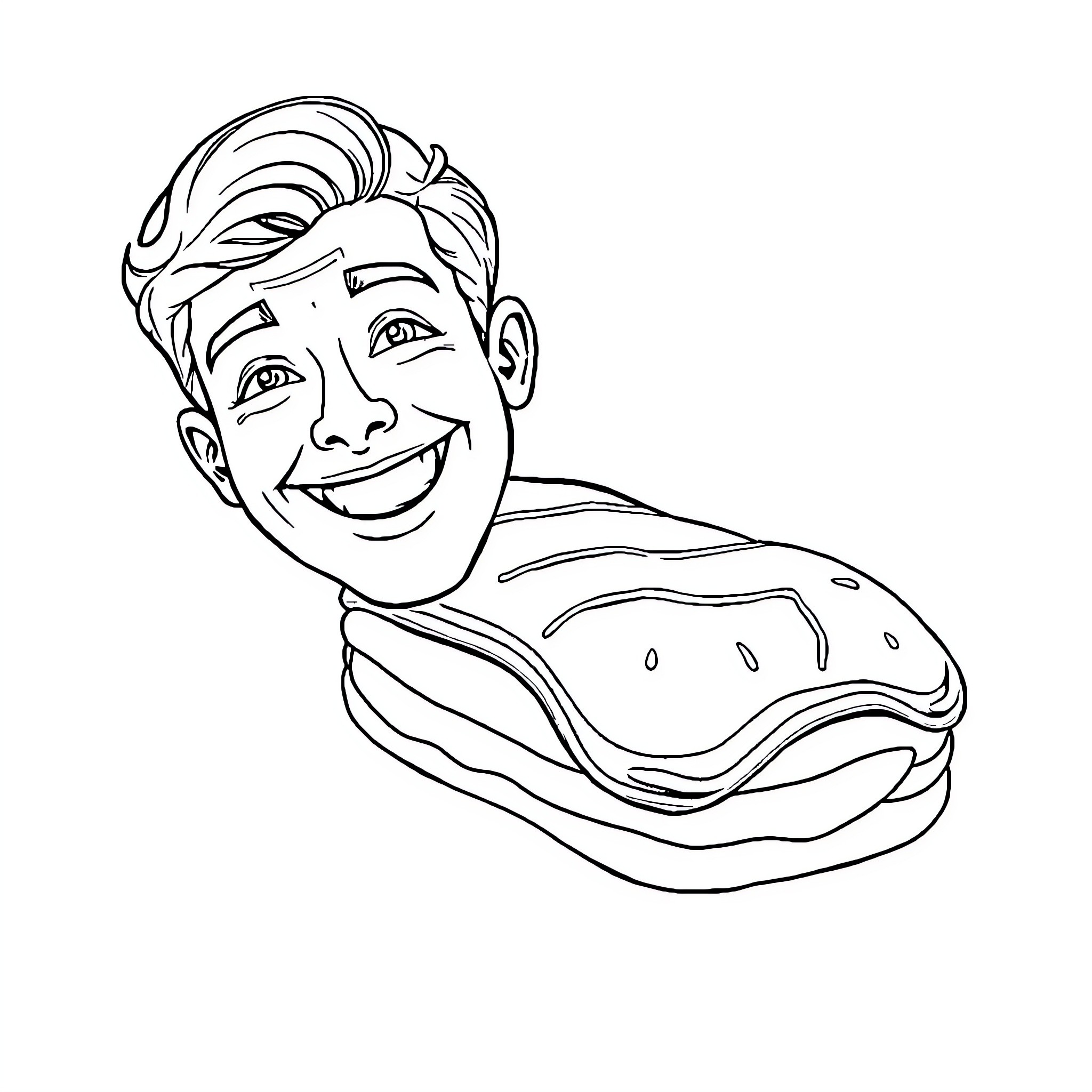 Charles Leclerc enjoying a delightful sandwich Coloring Page (free black-and-white line drawing printable PDF for all, from beginners to advanced learners, including children, teens, adults, and seniors)