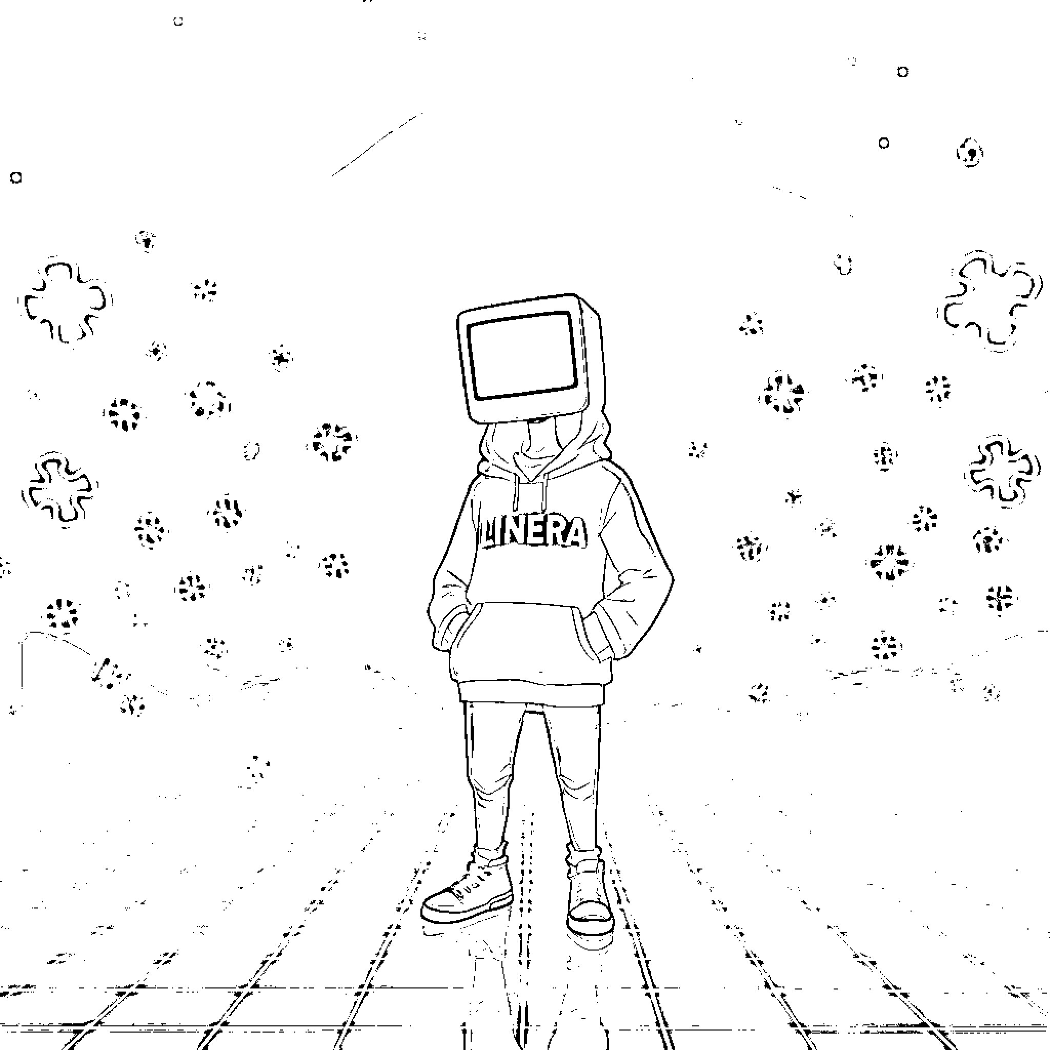 Humanoid Figure in Futuristic Attire Coloring Page (free black-and-white line drawing printable PDF for all, from beginners to advanced learners, including children, teens, adults, and seniors)