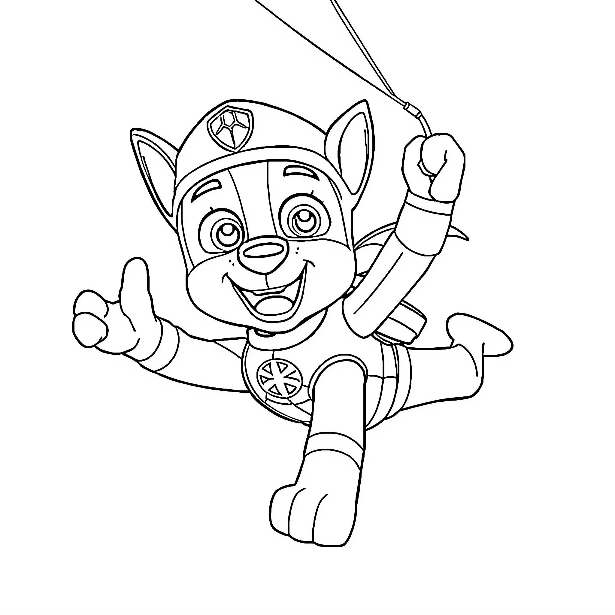 Chase the Pup in Action Coloring Page (free black-and-white line drawing printable PDF for all, from beginners to advanced learners, including children, teens, adults, and seniors)