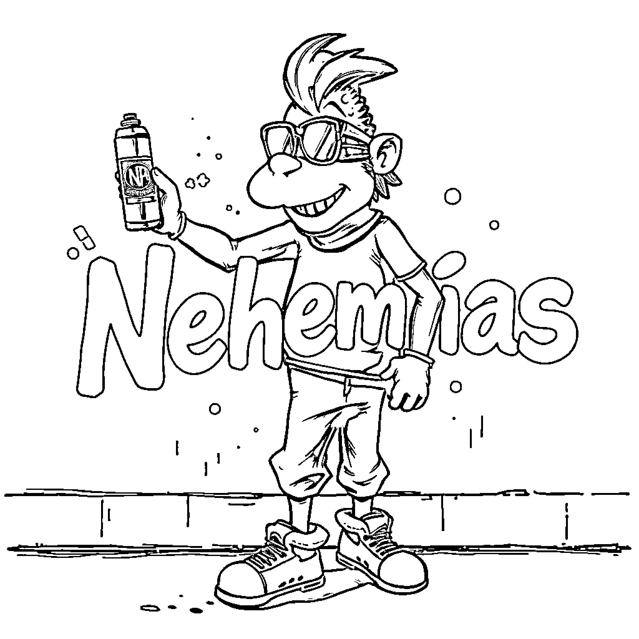 Muñeco con una actitud alegre Coloring Page (free black-and-white line drawing printable PDF for all, from beginners to advanced learners, including children, teens, adults, and seniors)