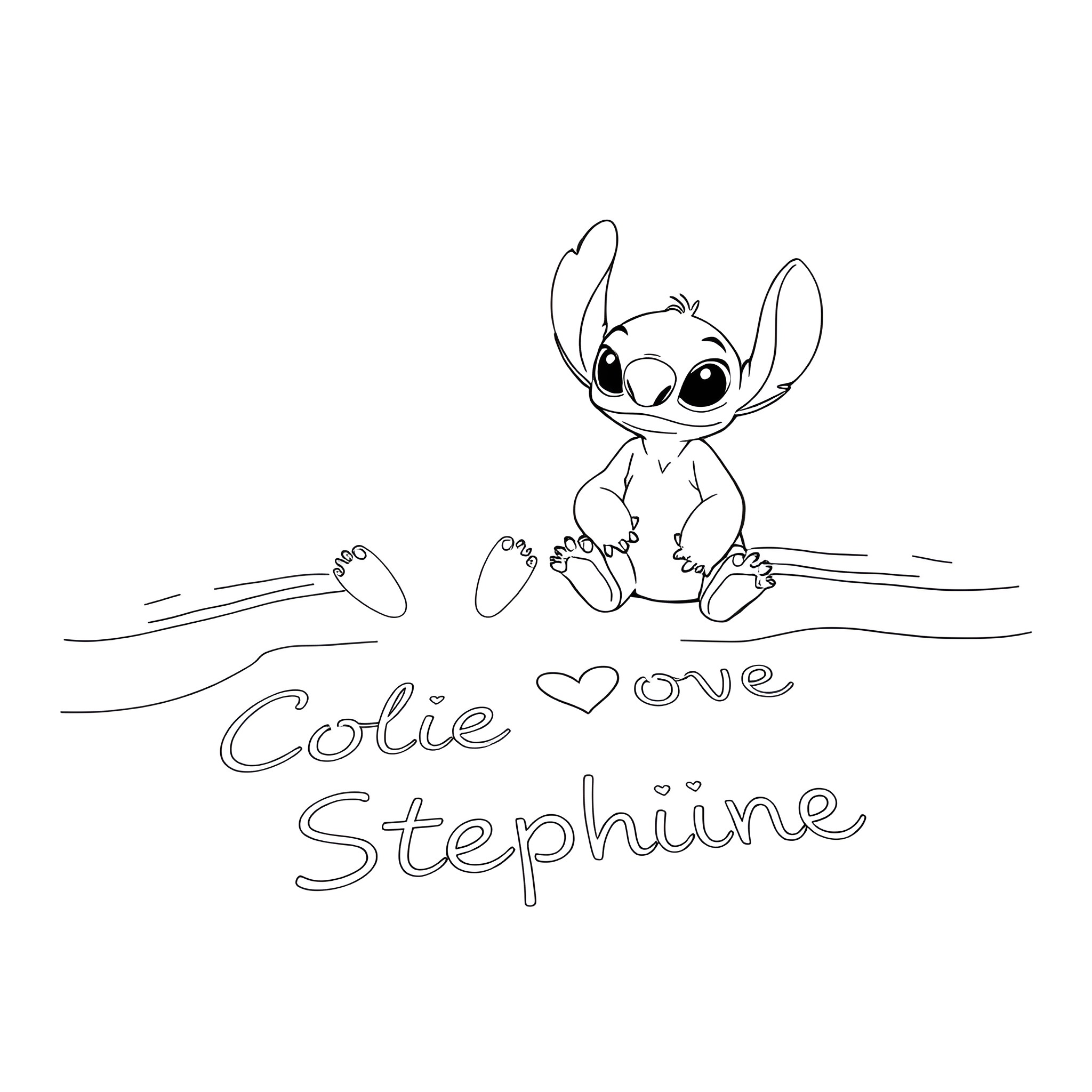 Lilo And Stitch Expressing Love and Friendship Coloring Page (free black-and-white line drawing printable PDF for all, from beginners to advanced learners, including children, teens, adults, and seniors)