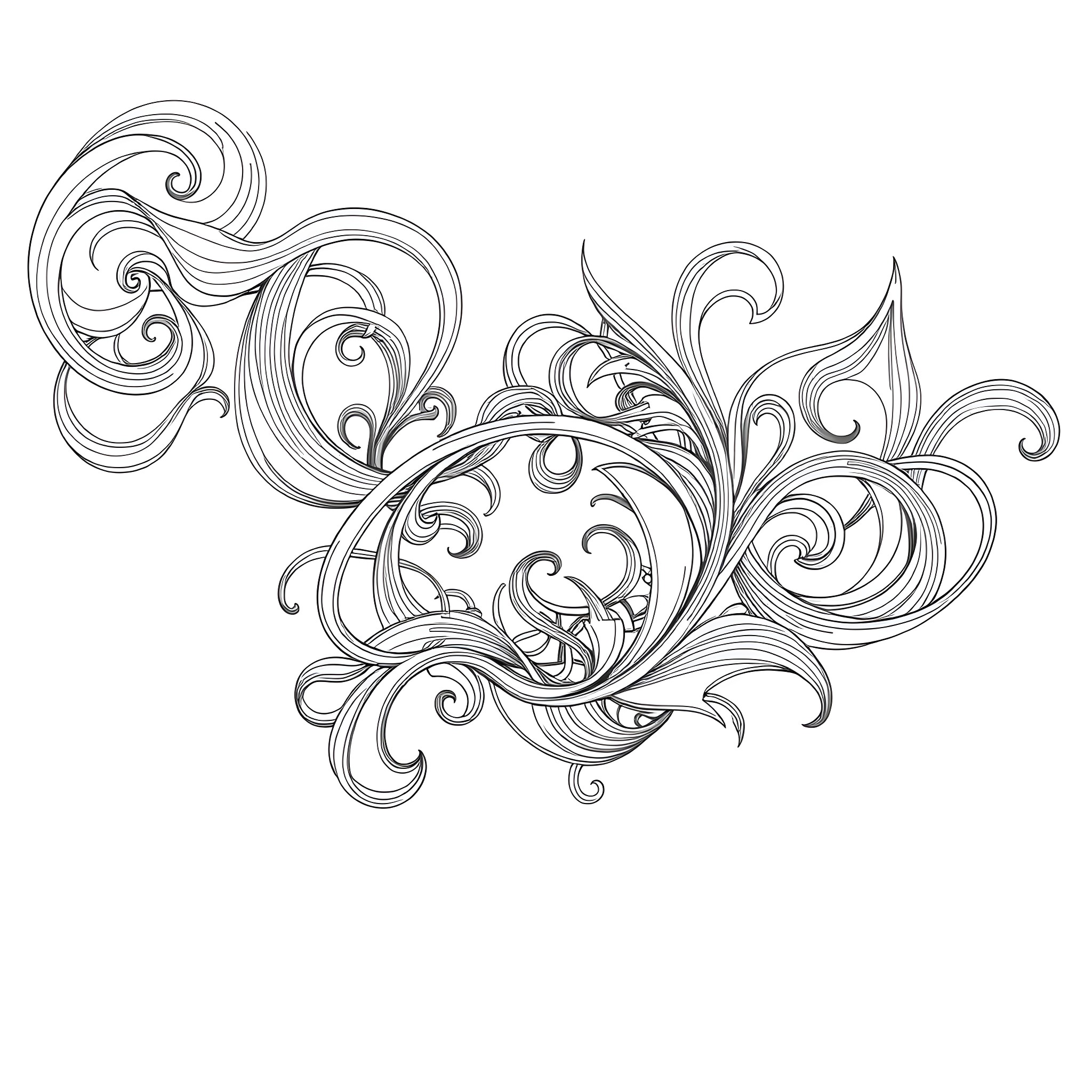 Abstract Design of Intricate Floral Patterns Coloring Page (free black-and-white line drawing printable PDF for all, from beginners to advanced learners, including children, teens, adults, and seniors)