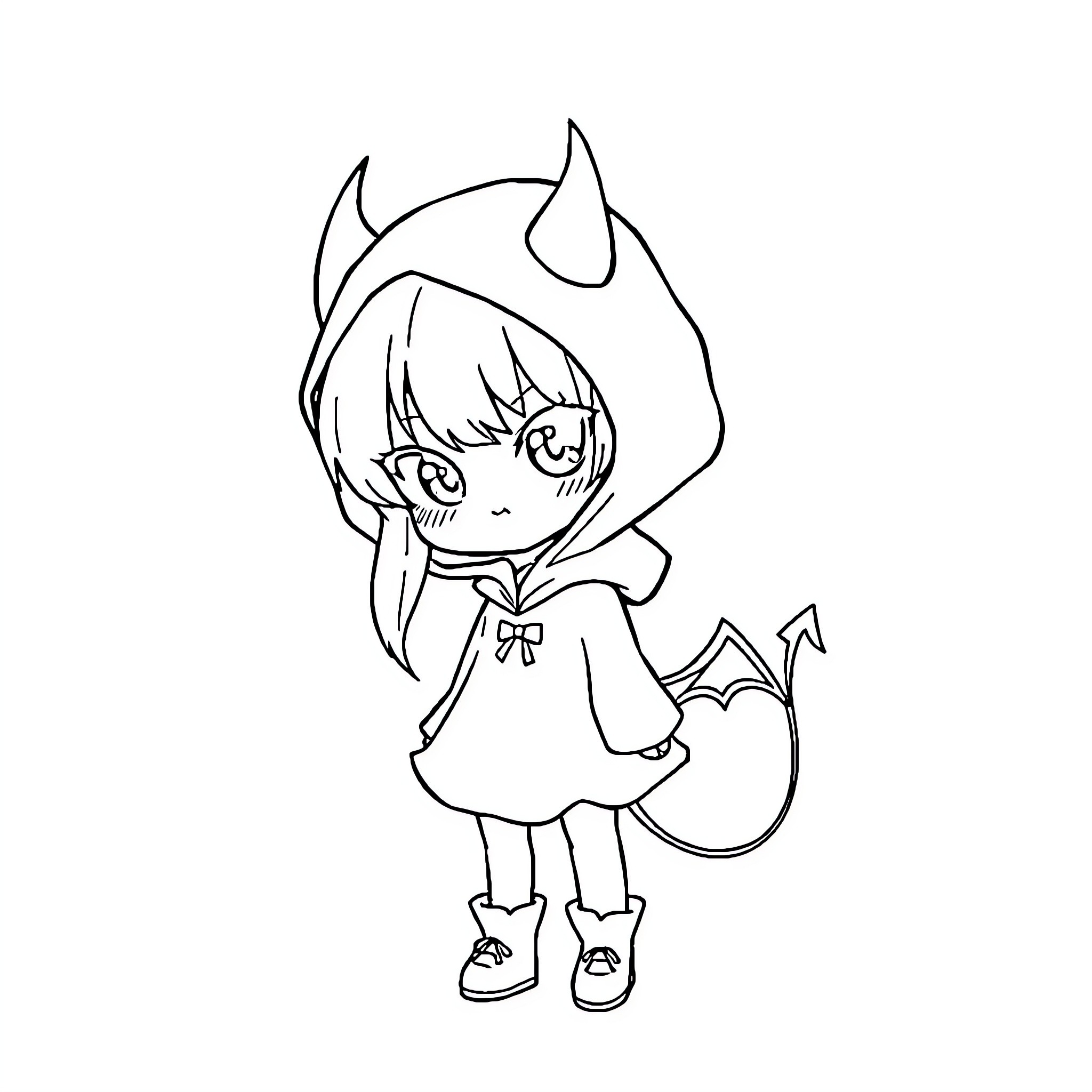 Kuromi's Mischievous Delight Coloring Page (free black-and-white line drawing printable PDF for all, from beginners to advanced learners, including children, teens, adults, and seniors)