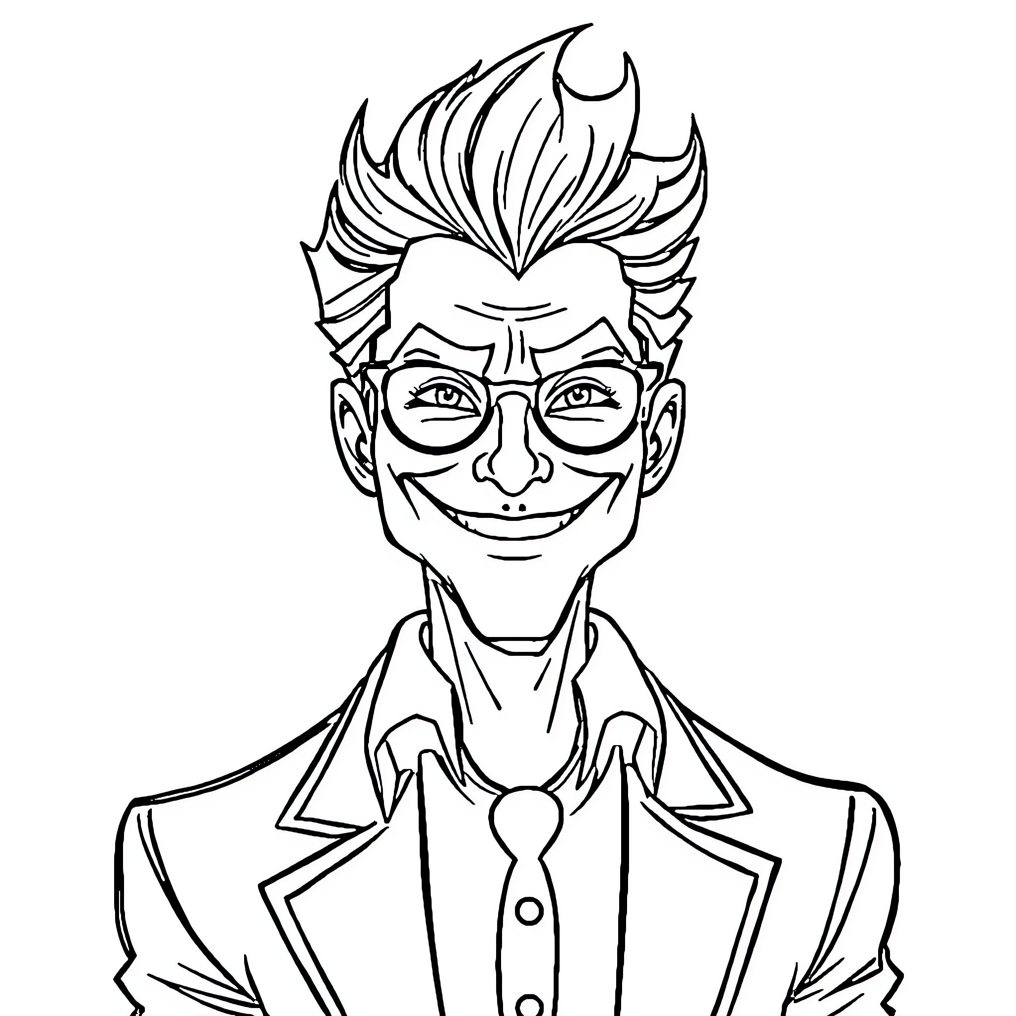 Handsome Jack's Mischievous Grin Coloring Page (free black-and-white line drawing printable PDF for all, from beginners to advanced learners, including children, teens, adults, and seniors)