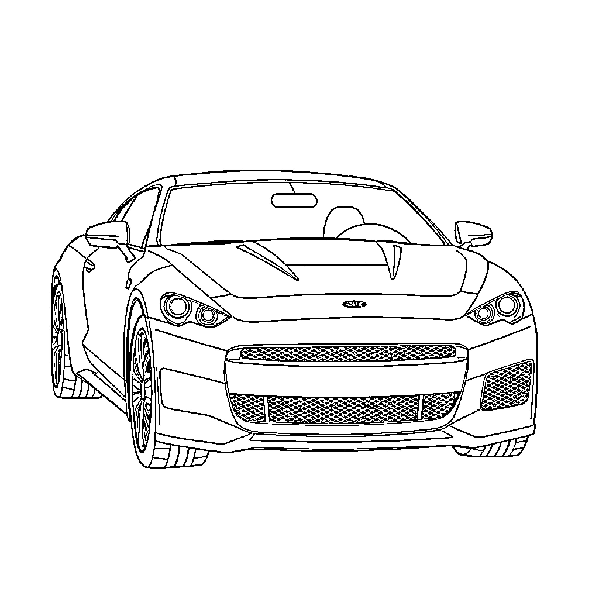 Car racing on the road with speed Coloring Page (free black-and-white line drawing printable PDF for all, from beginners to advanced learners, including children, teens, adults, and seniors)