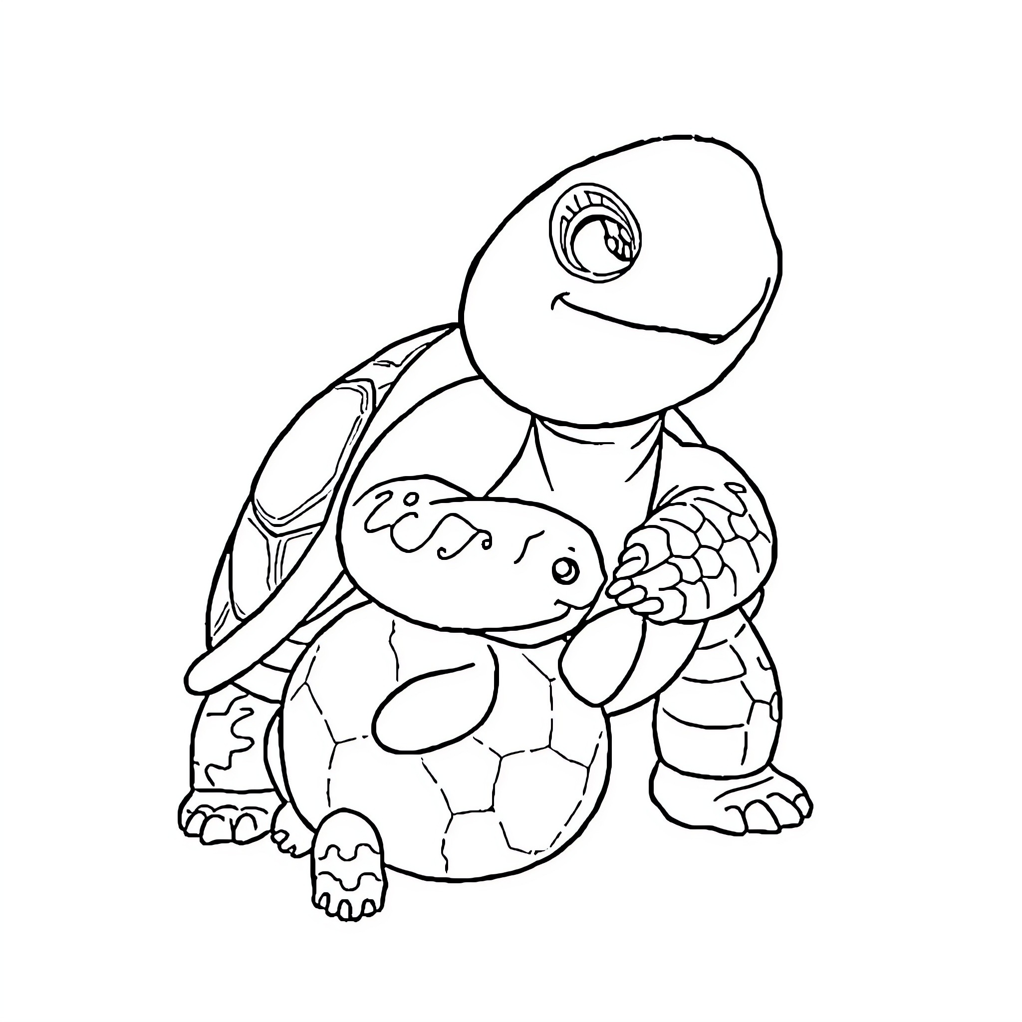 Turtle enjoying a playful moment Coloring Page (free black-and-white line drawing printable PDF for all, from beginners to advanced learners, including children, teens, adults, and seniors)
