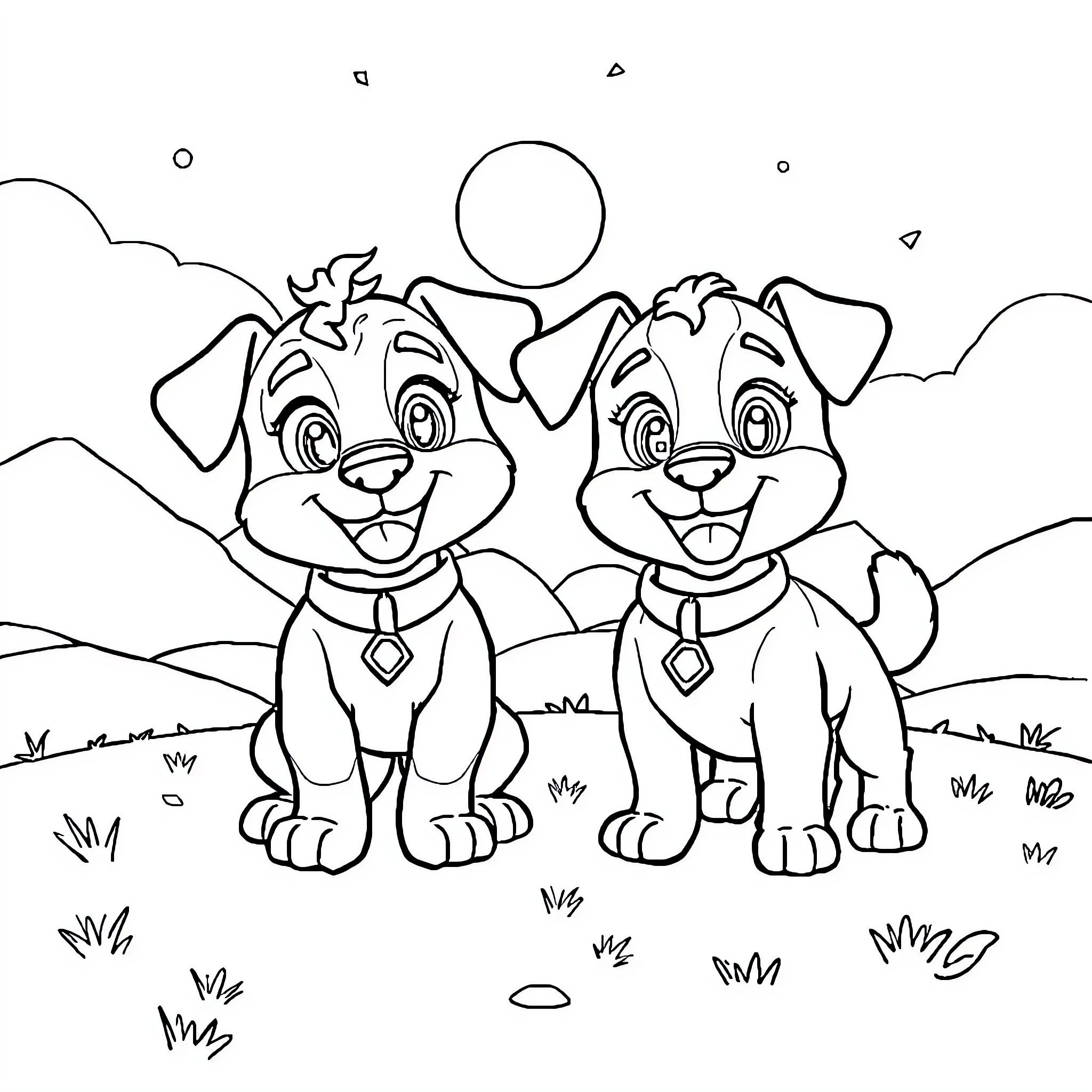 Bluey's Playful Puppy Adventure Coloring Page (free black-and-white line drawing printable PDF for all, from beginners to advanced learners, including children, teens, adults, and seniors)