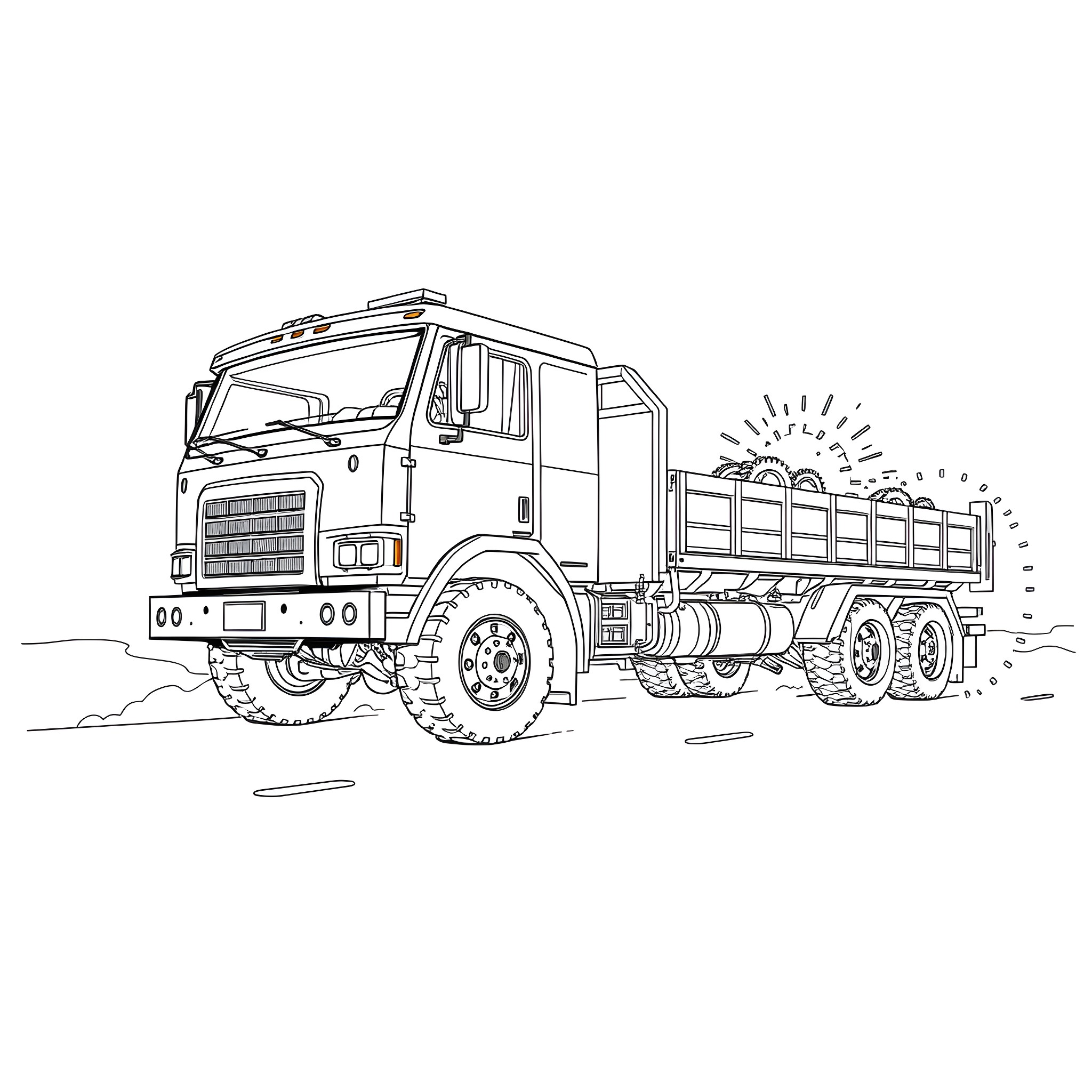 Transformer construction vehicle on site Coloring Page (free black-and-white line drawing printable PDF for all, from beginners to advanced learners, including children, teens, adults, and seniors)