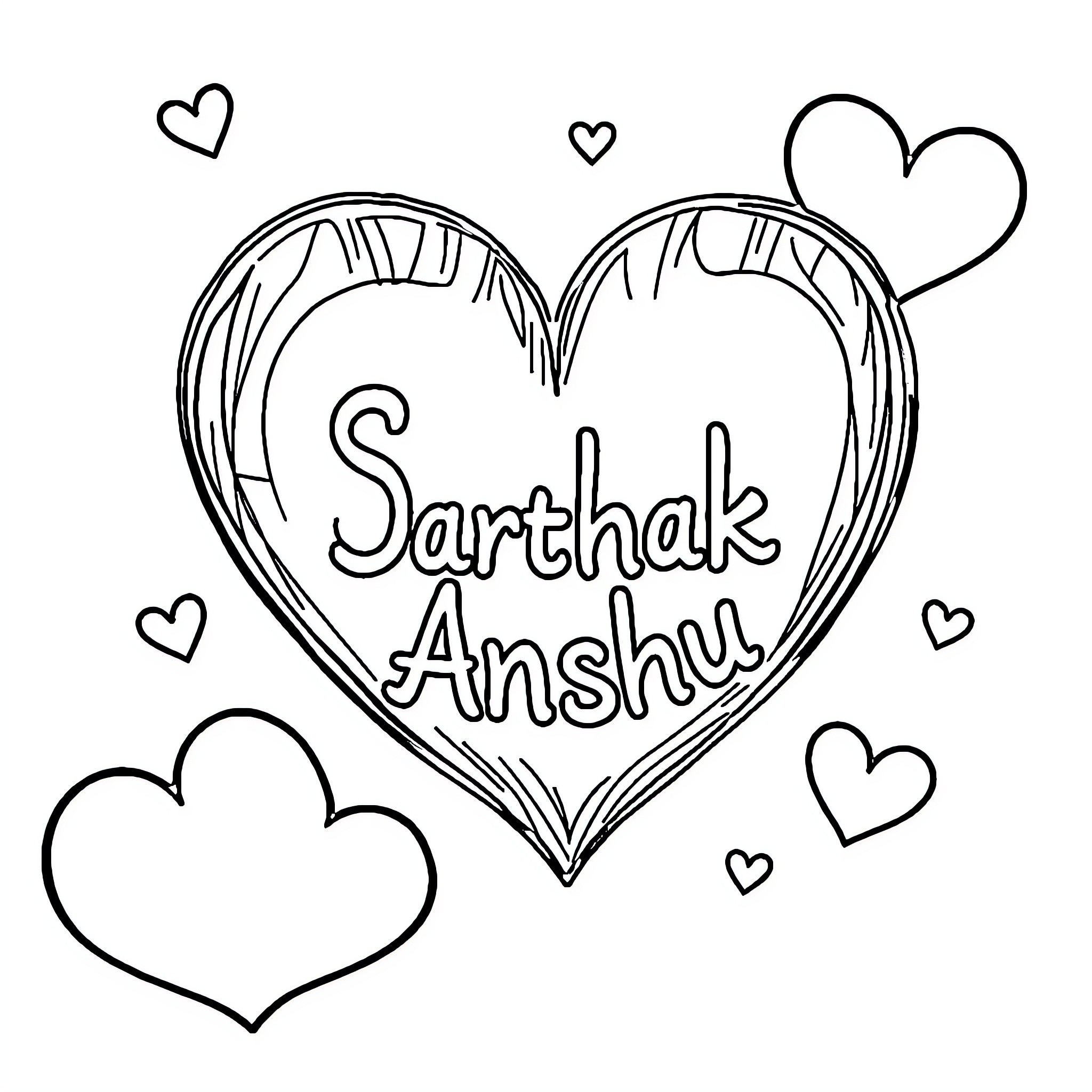 Heart-shaped message of affection Coloring Page (free black-and-white line drawing printable PDF for all, from beginners to advanced learners, including children, teens, adults, and seniors)
