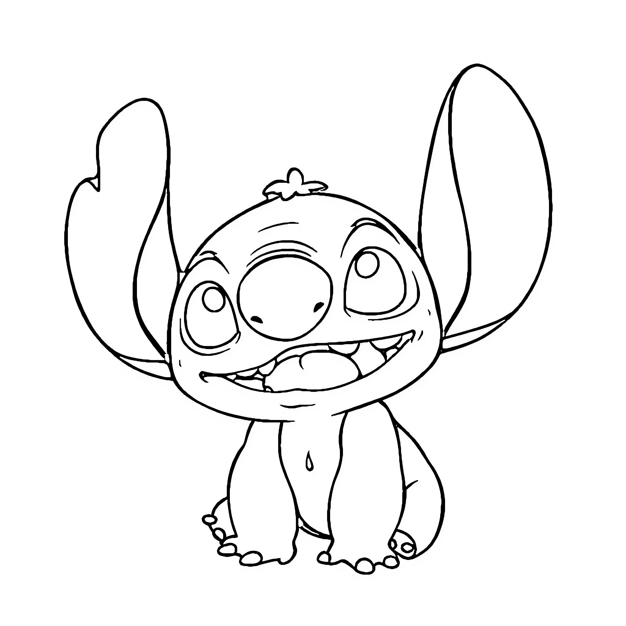 Stitch's Silly Antics Coloring Page (free black-and-white line drawing printable PDF for all, from beginners to advanced learners, including children, teens, adults, and seniors)