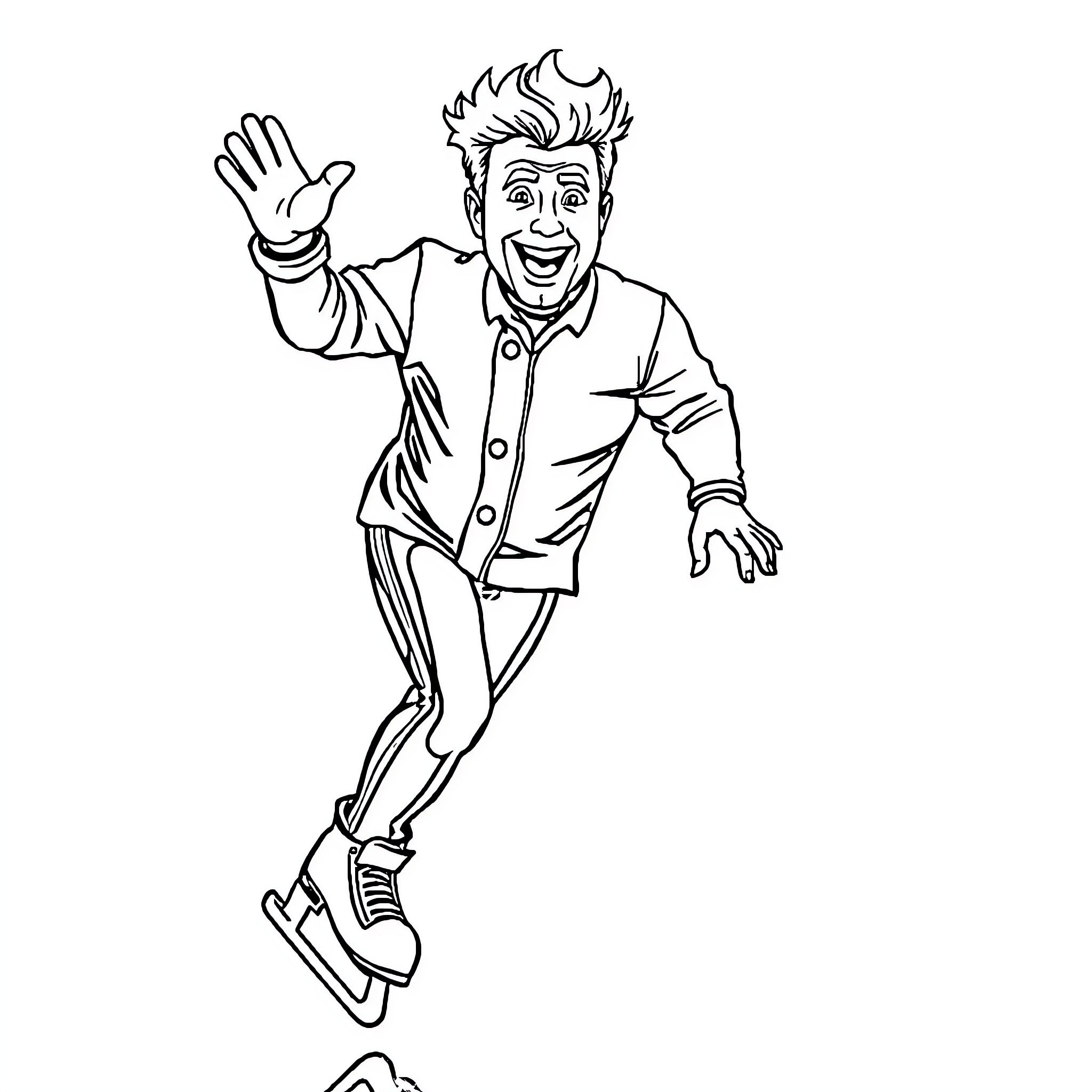 Gordon Ramsey's Exaggerated Cartoon Likeness Coloring Page (free black-and-white line drawing printable PDF for all, from beginners to advanced learners, including children, teens, adults, and seniors)