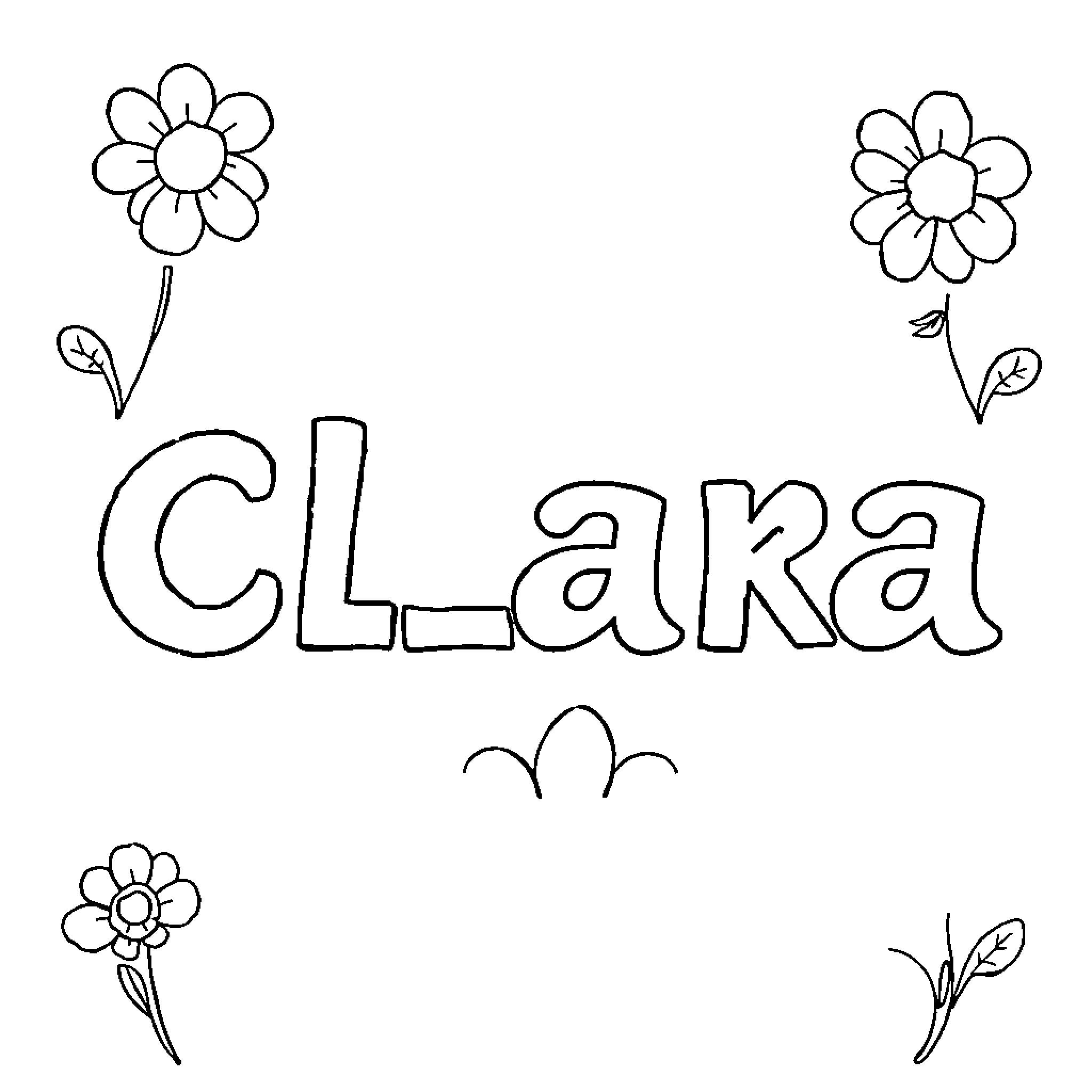 Clara's Flower Doodle Art Coloring Page (free black-and-white line drawing printable PDF for all, from beginners to advanced learners, including children, teens, adults, and seniors)