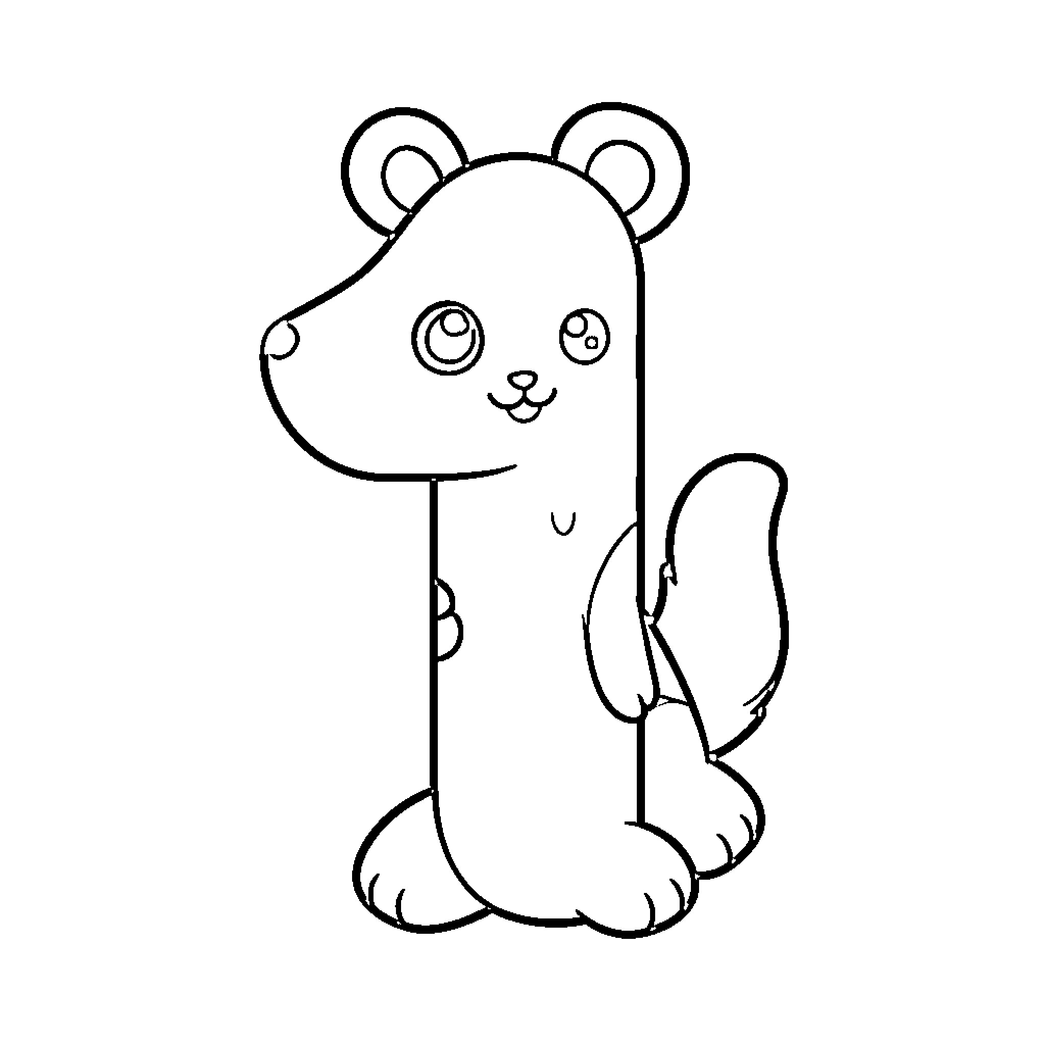 Number One Cute Cartoon Animal Figure Coloring Page (free black-and-white line drawing printable PDF for all, from beginners to advanced learners, including children, teens, adults, and seniors)