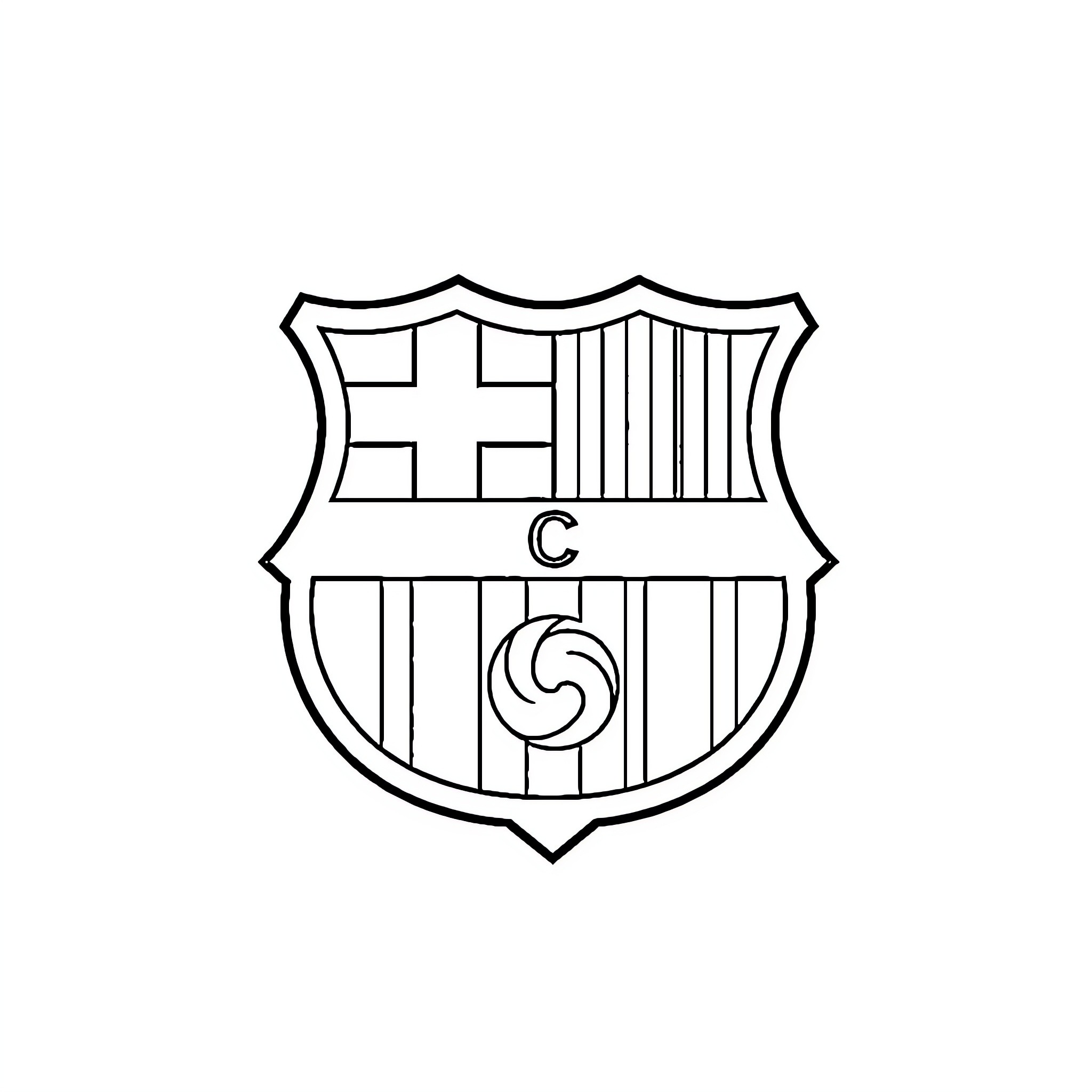 Fc Barcelona emblem on white background Coloring Page (free black-and-white line drawing printable PDF for all, from beginners to advanced learners, including children, teens, adults, and seniors)
