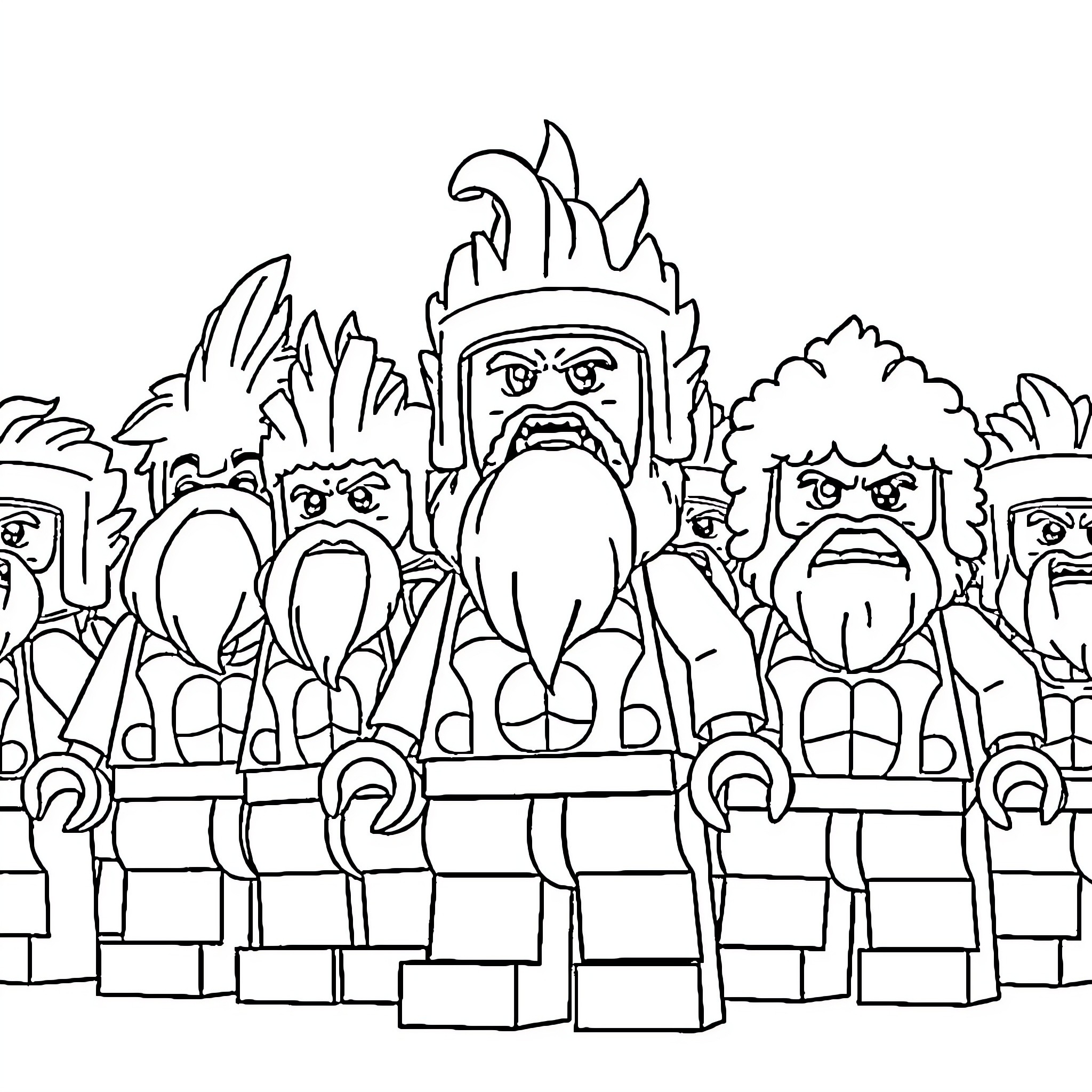 Gwar band members performing on stage Coloring Page (free black-and-white line drawing printable PDF for all, from beginners to advanced learners, including children, teens, adults, and seniors)