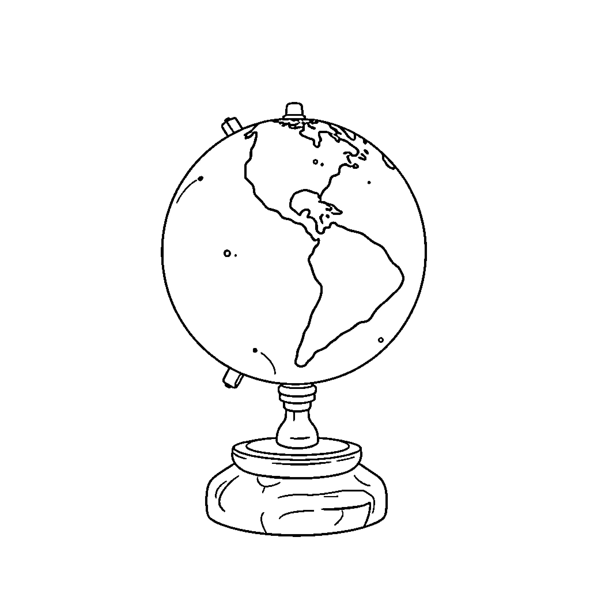 Labubu's World Globe Coloring Page (free black-and-white line drawing printable PDF for all, from beginners to advanced learners, including children, teens, adults, and seniors)
