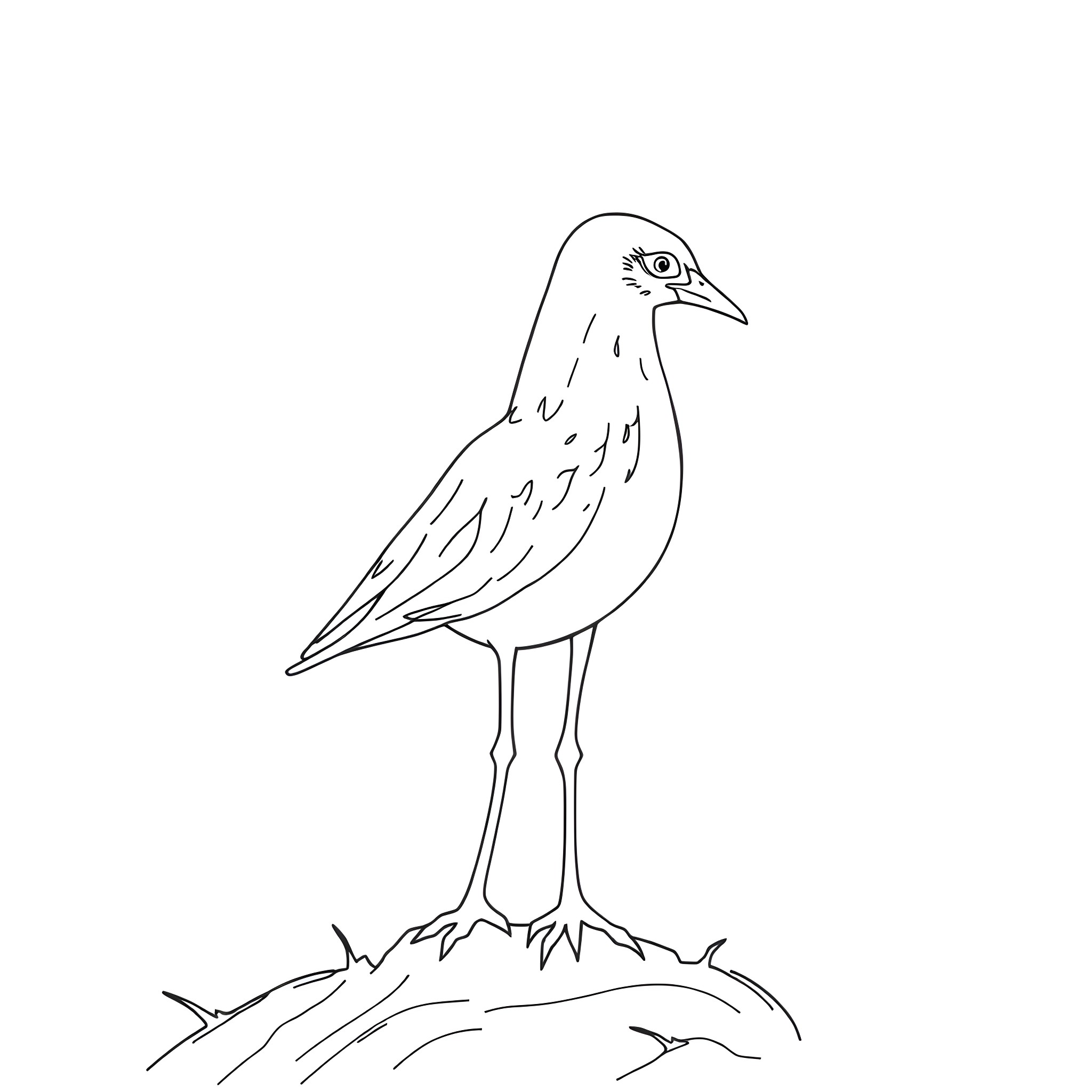 باسم الكربلائي Bird standing on nest Coloring Page (free black-and-white line drawing printable PDF for all, from beginners to advanced learners, including children, teens, adults, and seniors)