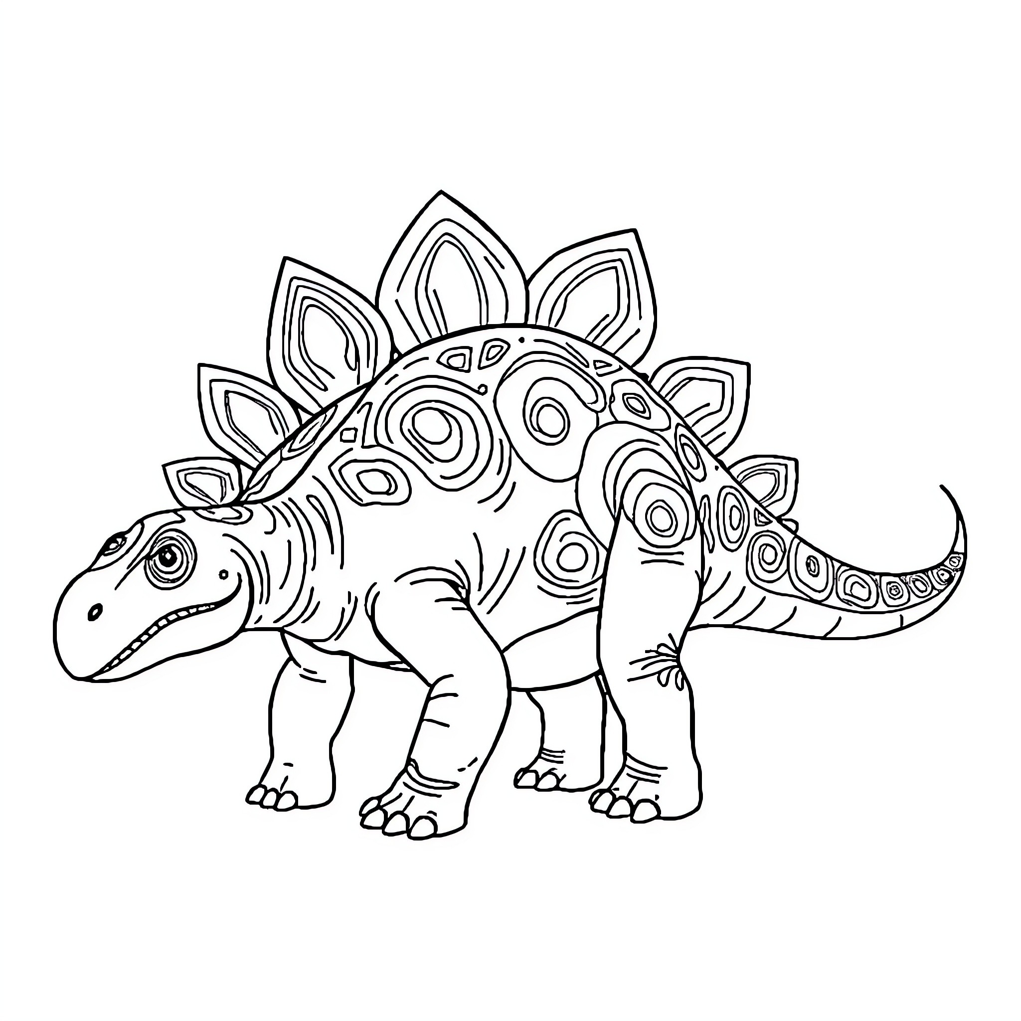 Stegosaurus dinosaur coloring activity Coloring Page (free black-and-white line drawing printable PDF for all, from beginners to advanced learners, including children, teens, adults, and seniors)