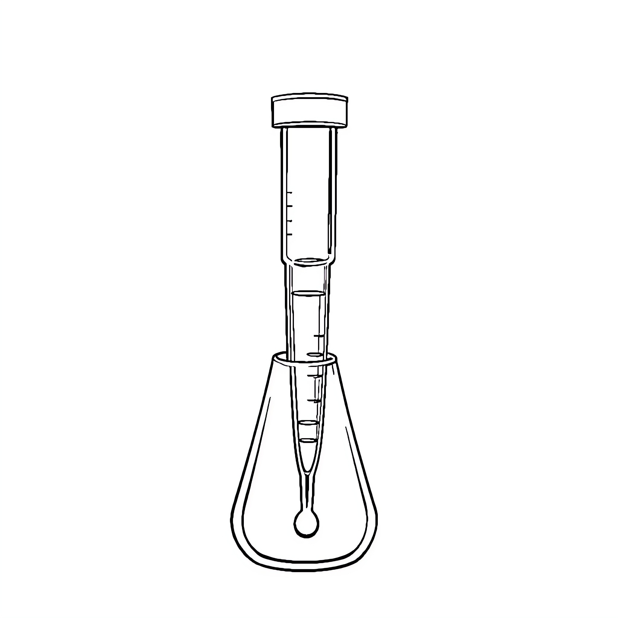 Volumetric Pipette Dispensing Liquid Coloring Page (free black-and-white line drawing printable PDF for all, from beginners to advanced learners, including children, teens, adults, and seniors)