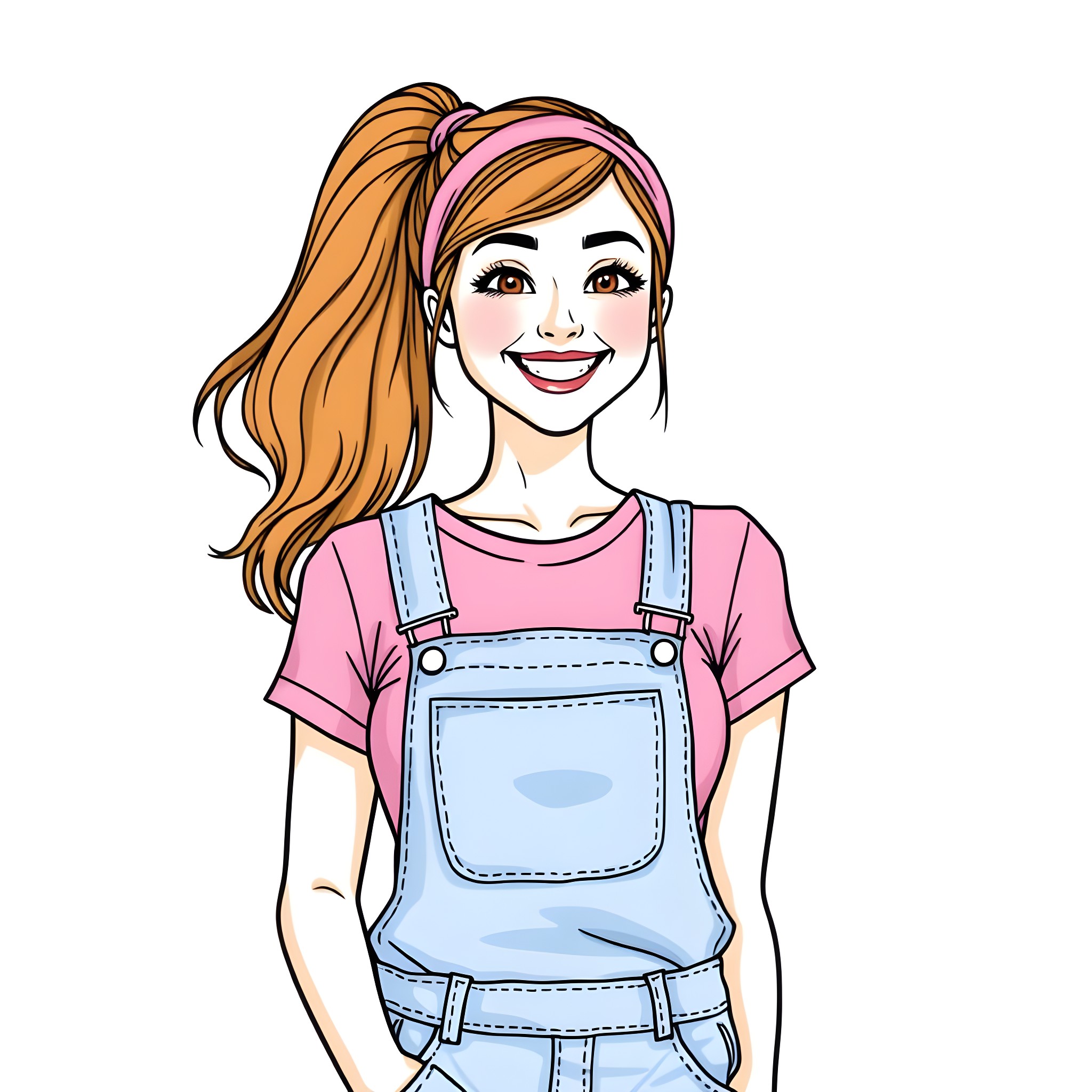 Ms Rachel's Joyful Outfit and Smile Coloring Page (free black-and-white line drawing printable PDF for all, from beginners to advanced learners, including children, teens, adults, and seniors)